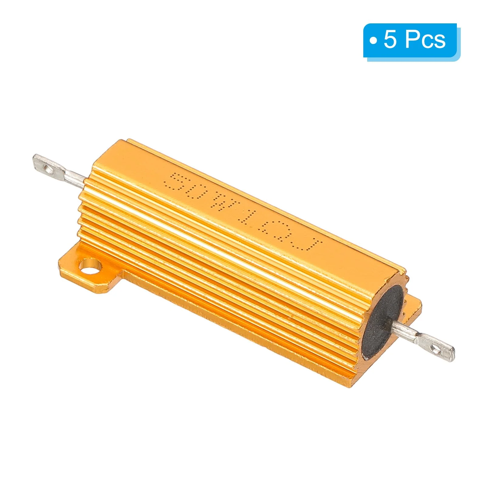 PATIKIL 50W 1 Ohm Aluminum Shell Resistor, 5 Pack Aluminum Housing Resistor Housed Case Wirewound Resistors Screw Tap Power Resistor 5% Tolerance, Golden - Image 3
