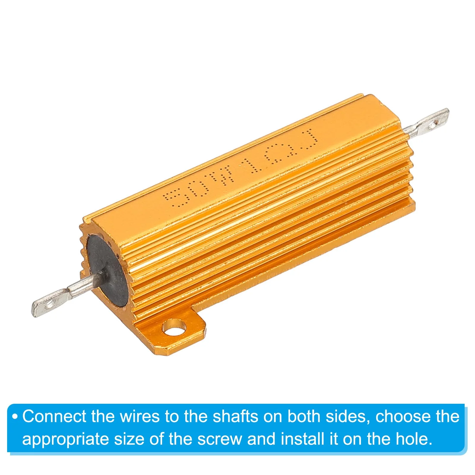 PATIKIL 50W 1 Ohm Aluminum Shell Resistor, 5 Pack Aluminum Housing Resistor Housed Case Wirewound Resistors Screw Tap Power Resistor 5% Tolerance, Golden - Image 5