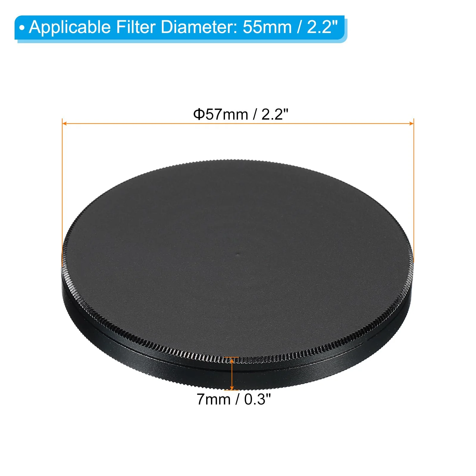 PATIKIL 55mm Lens Cap, 2 Pack Camera Lens Cap Cover Universal Front Metal Lens Filter Stacks Cap Protective Case for 55mm Camera Circular Polarizing Fader ND Filter, Black - Image 2