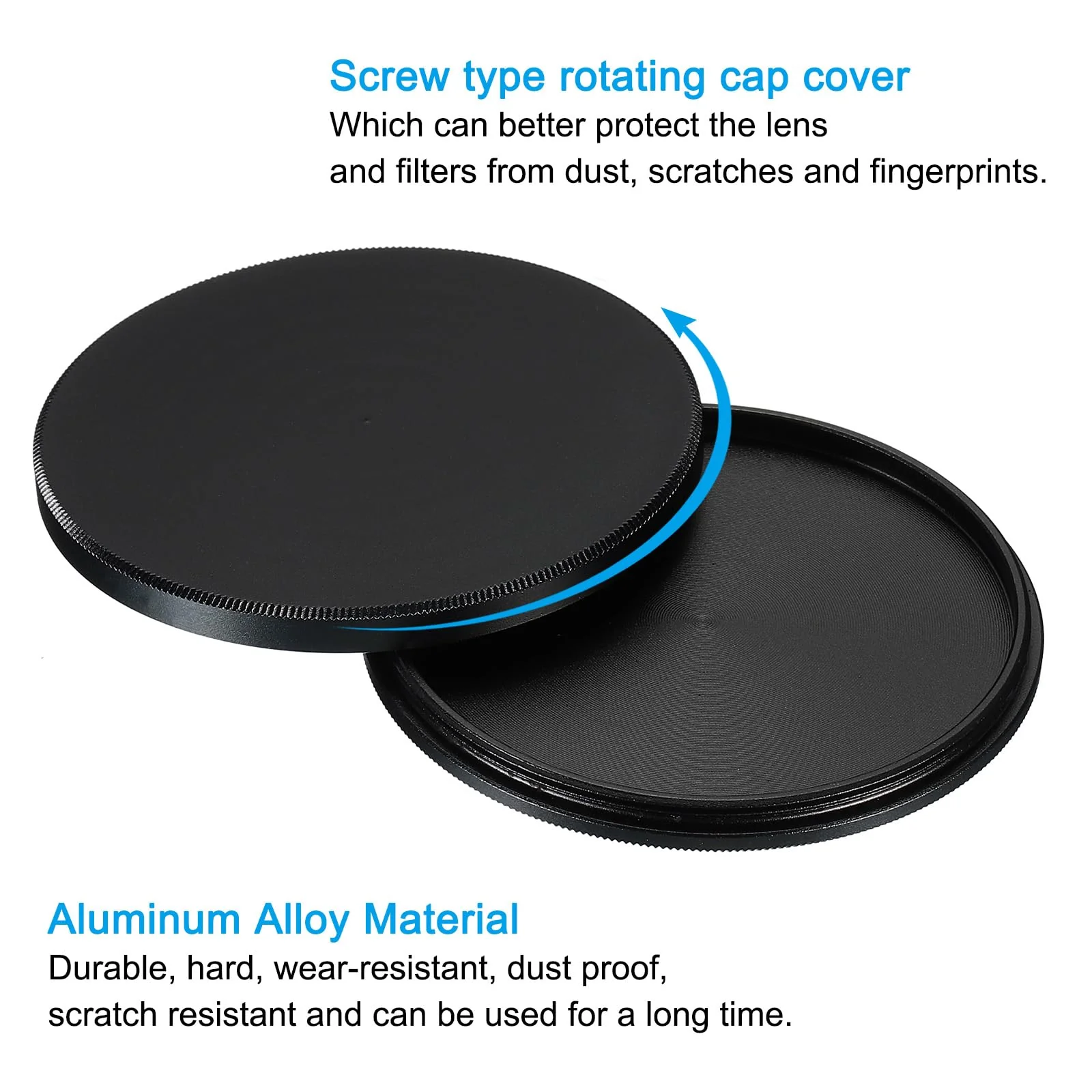 PATIKIL 55mm Lens Cap, 2 Pack Camera Lens Cap Cover Universal Front Metal Lens Filter Stacks Cap Protective Case for 55mm Camera Circular Polarizing Fader ND Filter, Black - Image 4