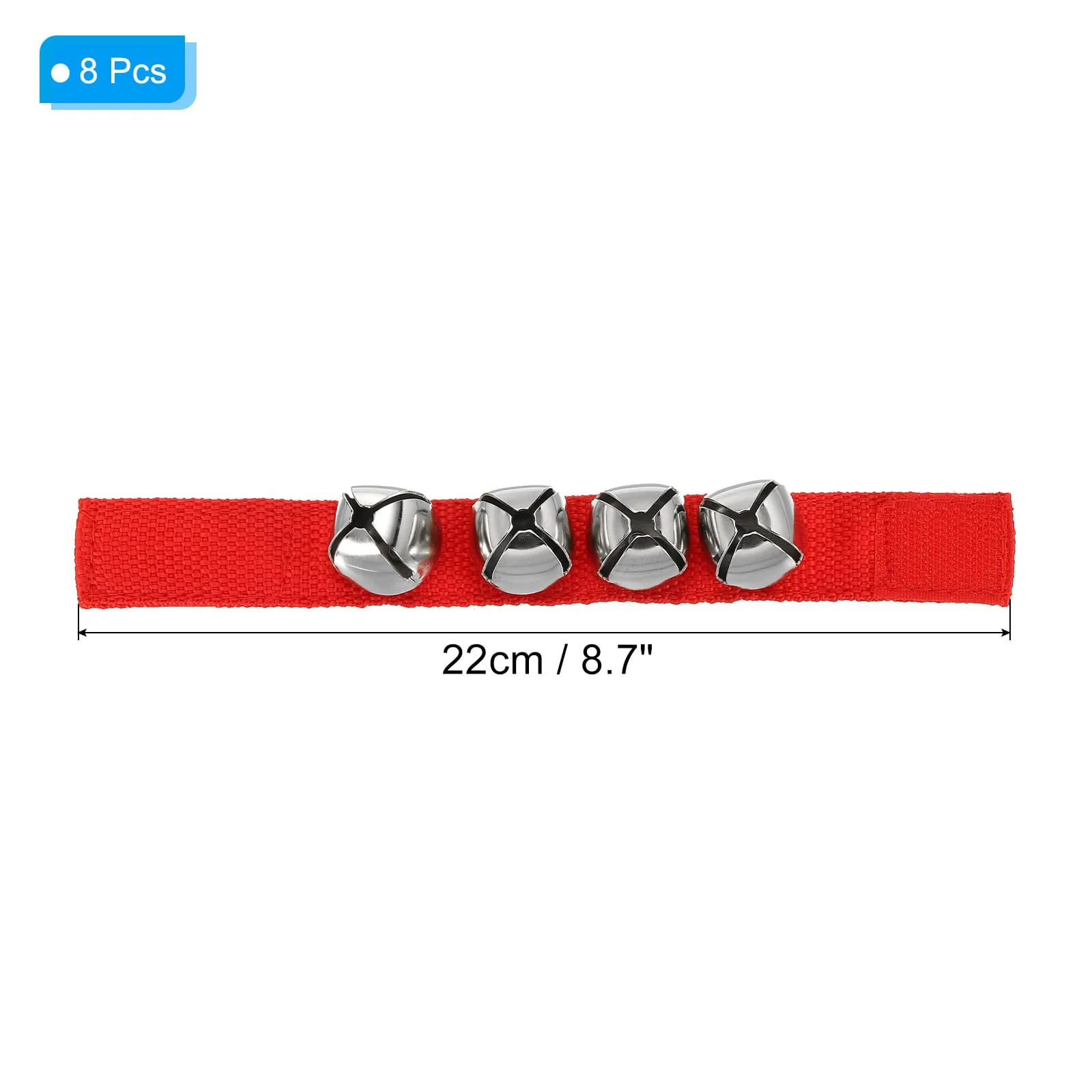 PATIKIL 8pcs Wrist Bells, Jingle Bells Ankle Bells Wrist Bells Bracelet Percussion Instruments Musical Rhythm Band 4 Silver Bells for Party Christmas, Dark Red - Image 2