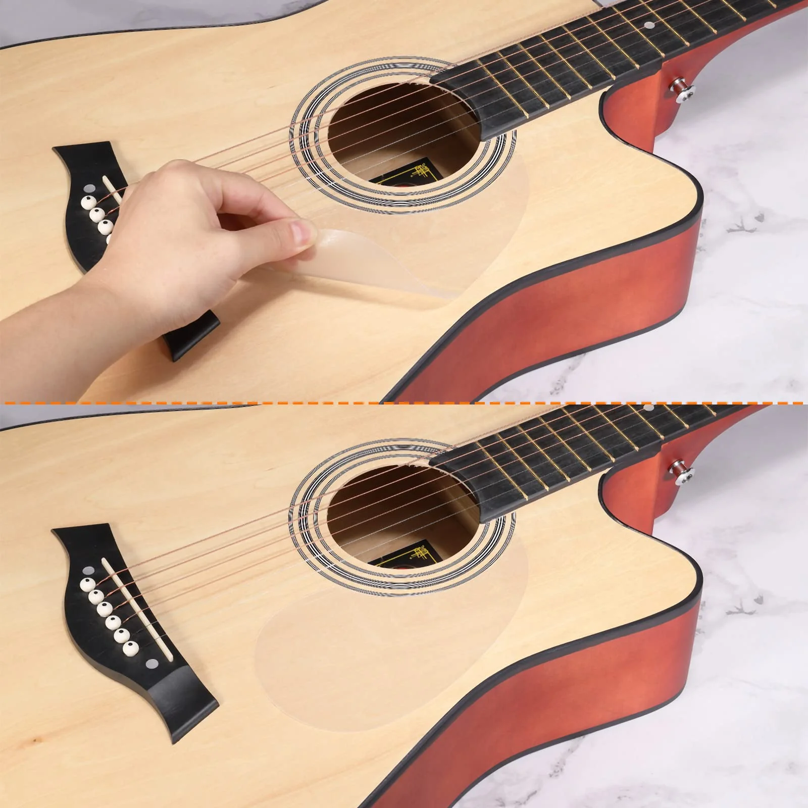 PATIKIL Acoustic Guitar Pickguard Fit 41 Inch Self Adhesive Right Handed Acoustic-Electric Guitar Parts Water Drop Shape White Grey - Image 5