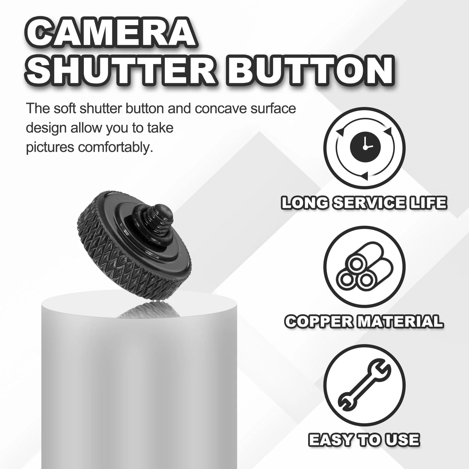 PATIKIL Camera Shutter Button, 4 Pack 12mm Concave Surface Shutter Release Buttons Pure Copper Camera Button for Nikon for Fujifilm for Leica DSLR/SLR, Matte Black - Image 4