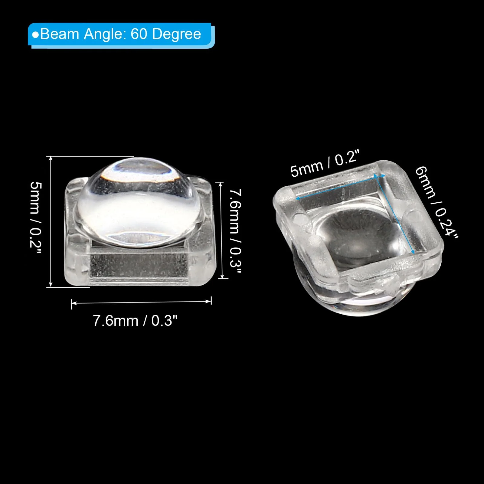 PATIKIL LED Convex Lens 20 Pack 60° Beam Angle Acrylic LED Optical Convex Condenser Lens for 5050 LED Strip Lamp Beads 60 Grad - Image 2
