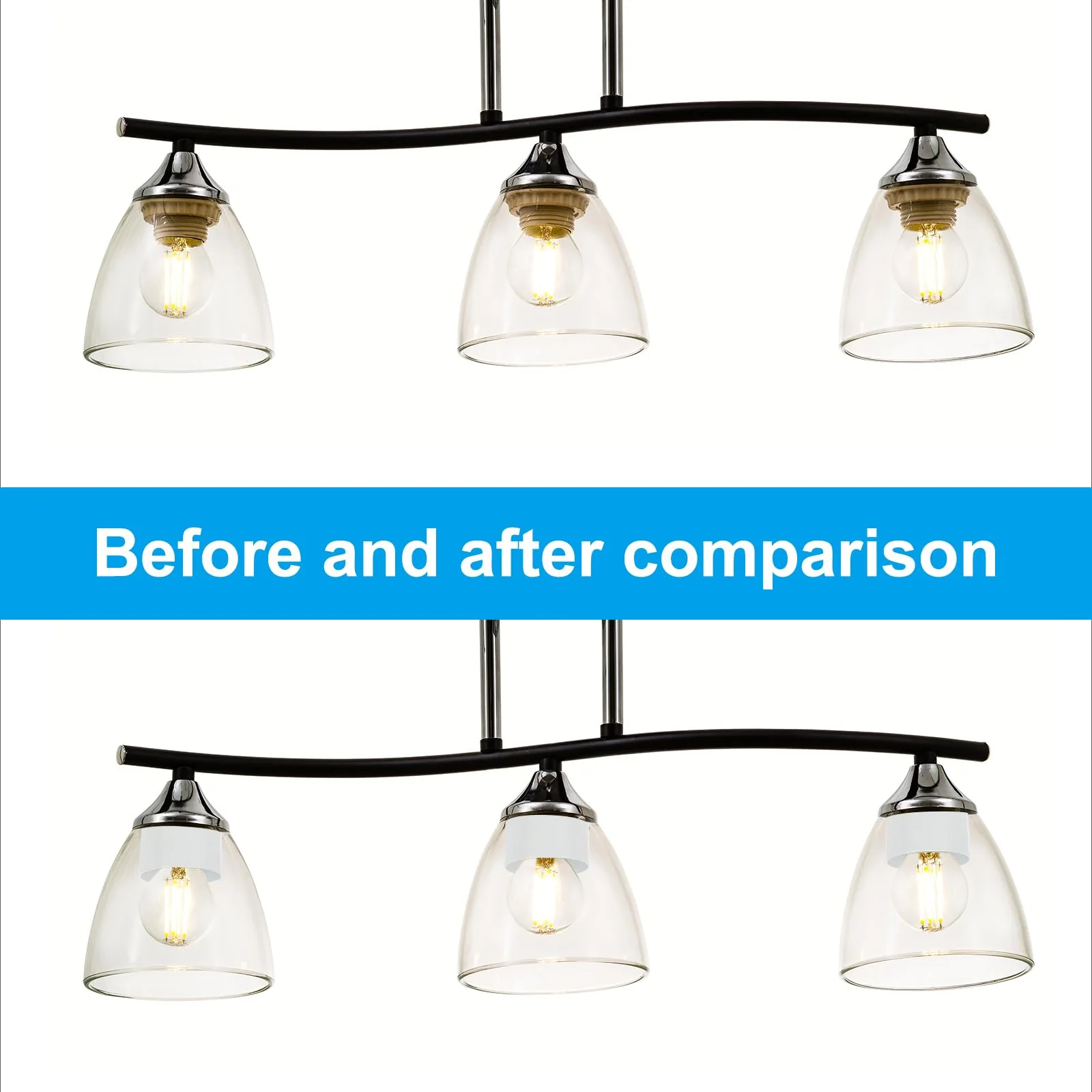 PATIKIL Light Socket Shade Ring, 4pcs E26 E27 Medium Base Metal Sockets Lock Ceramic/Porcelain Sockets with Thread Diameter 1-1/2 Inches for Hanging Lamp Holder, Black 50mm / 1.97" - Image 5