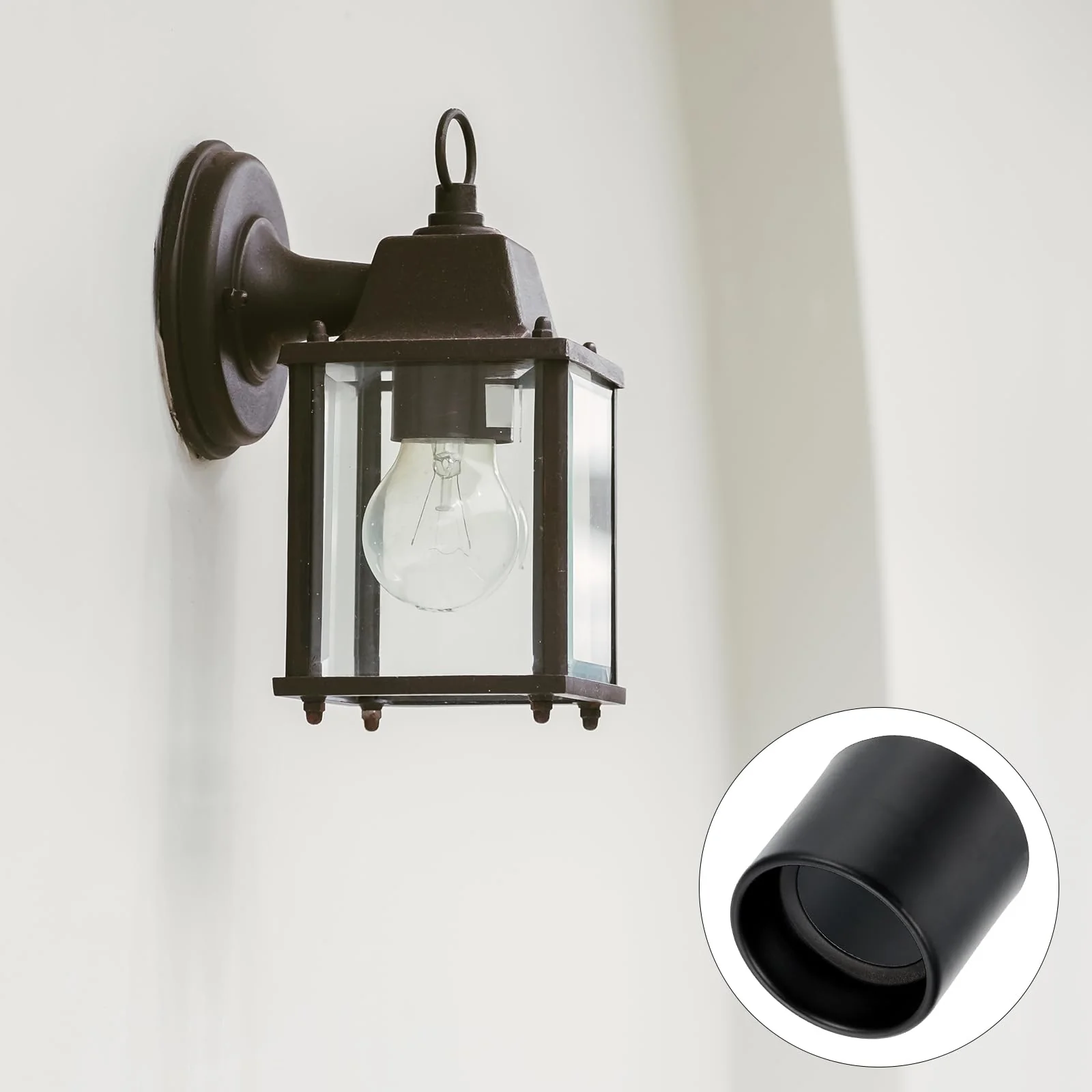 PATIKIL Light Socket Shade Ring, 4pcs E26 E27 Medium Base Metal Sockets Lock Ceramic/Porcelain Sockets with Thread Diameter 1-1/2 Inches for Hanging Lamp Holder, Black 50mm / 1.97" - Image 7