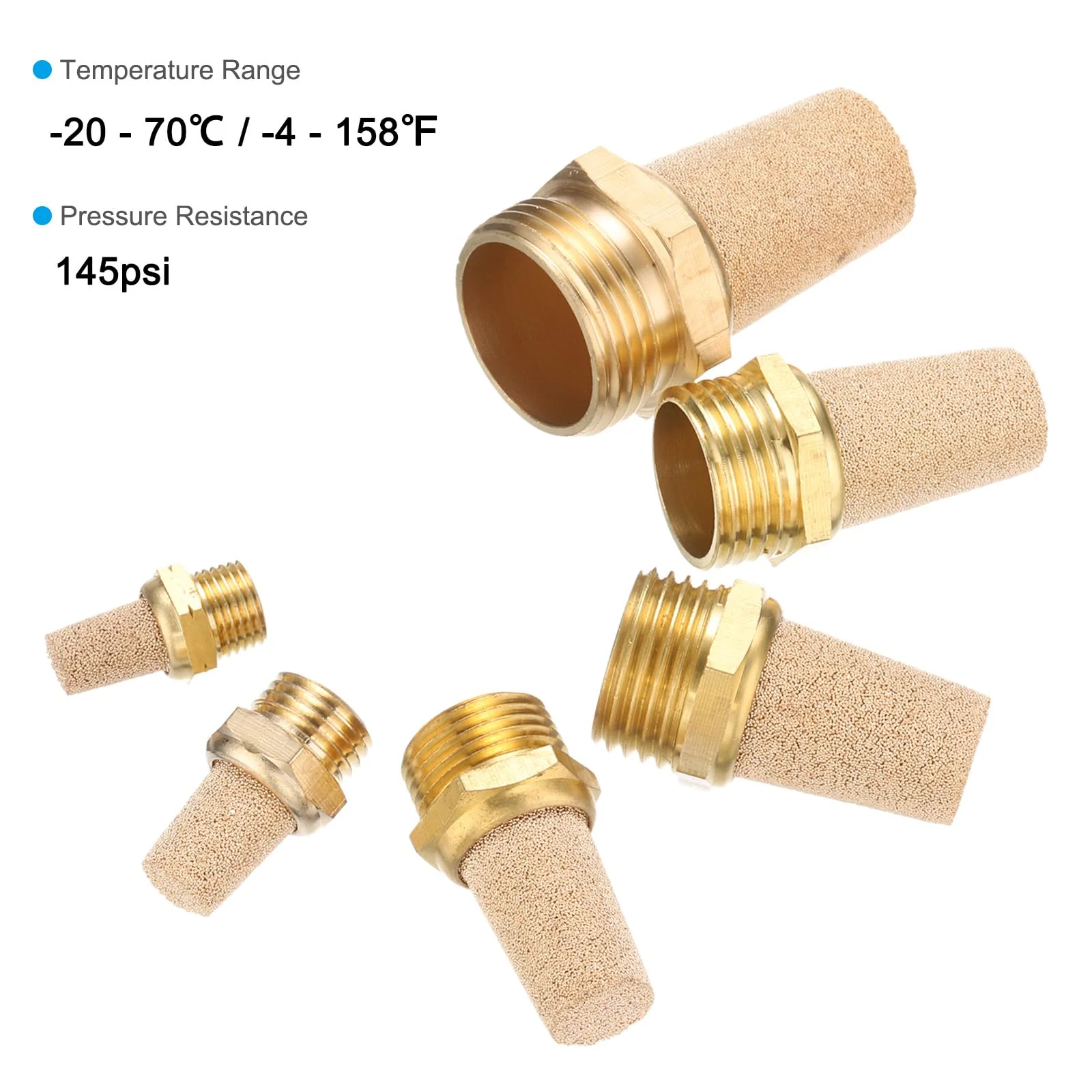 PATIKIL Pneumatic Muffler G 1/4, 2 Pack Sintered Bronze Brass Air Compressor Exhaust Muffler Filters Air Solenoid Valve Muffler Fitting for Automation Pneumatic Equipment, Golden - Image 3