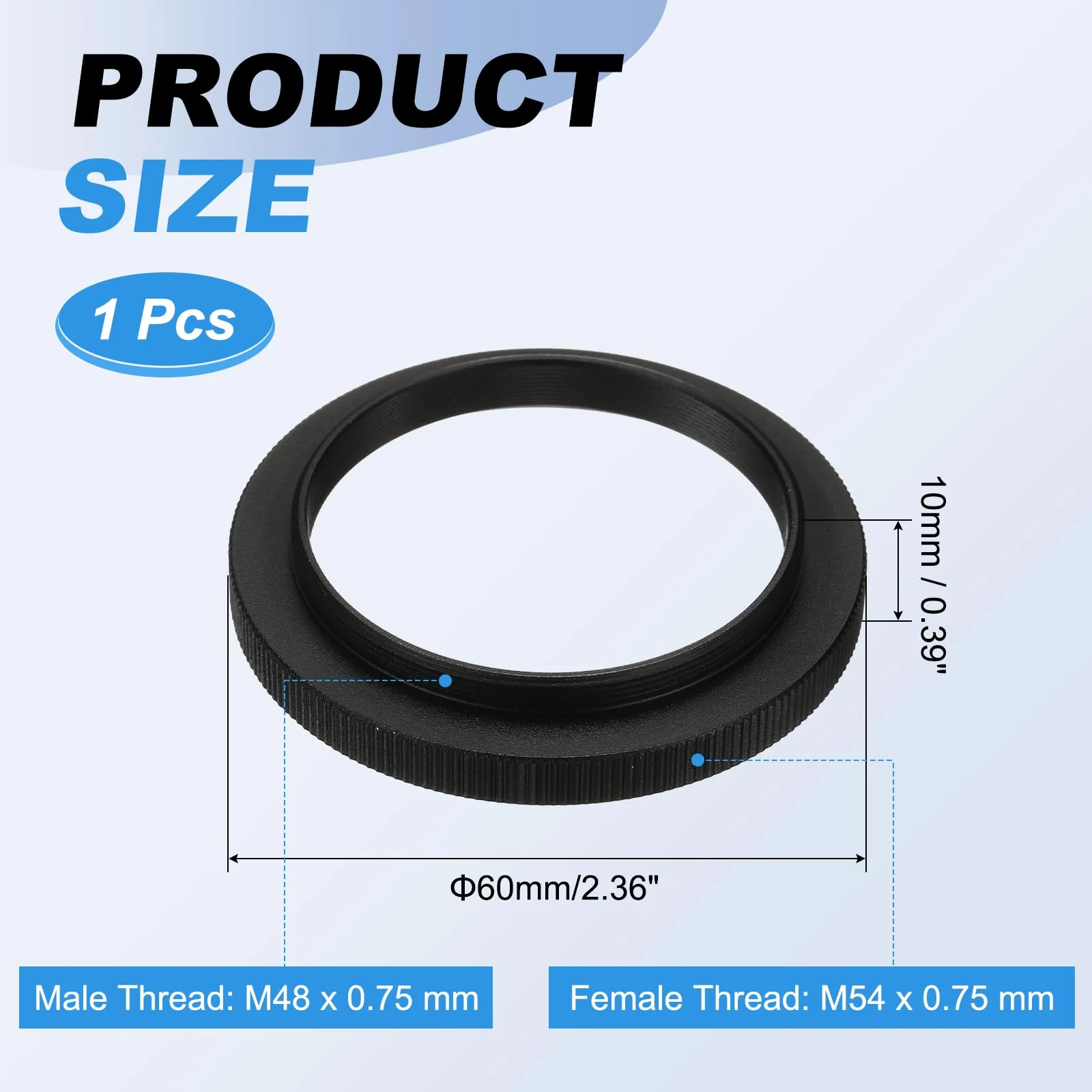 PATIKIL Telescope Adapter M54 x 0.75 mm Female to M48 x 0.75 mm Male Thread, Aluminum Alloy Lens Step Up Ring for Camera Telescope Binocular, Black 10mm - Image 2