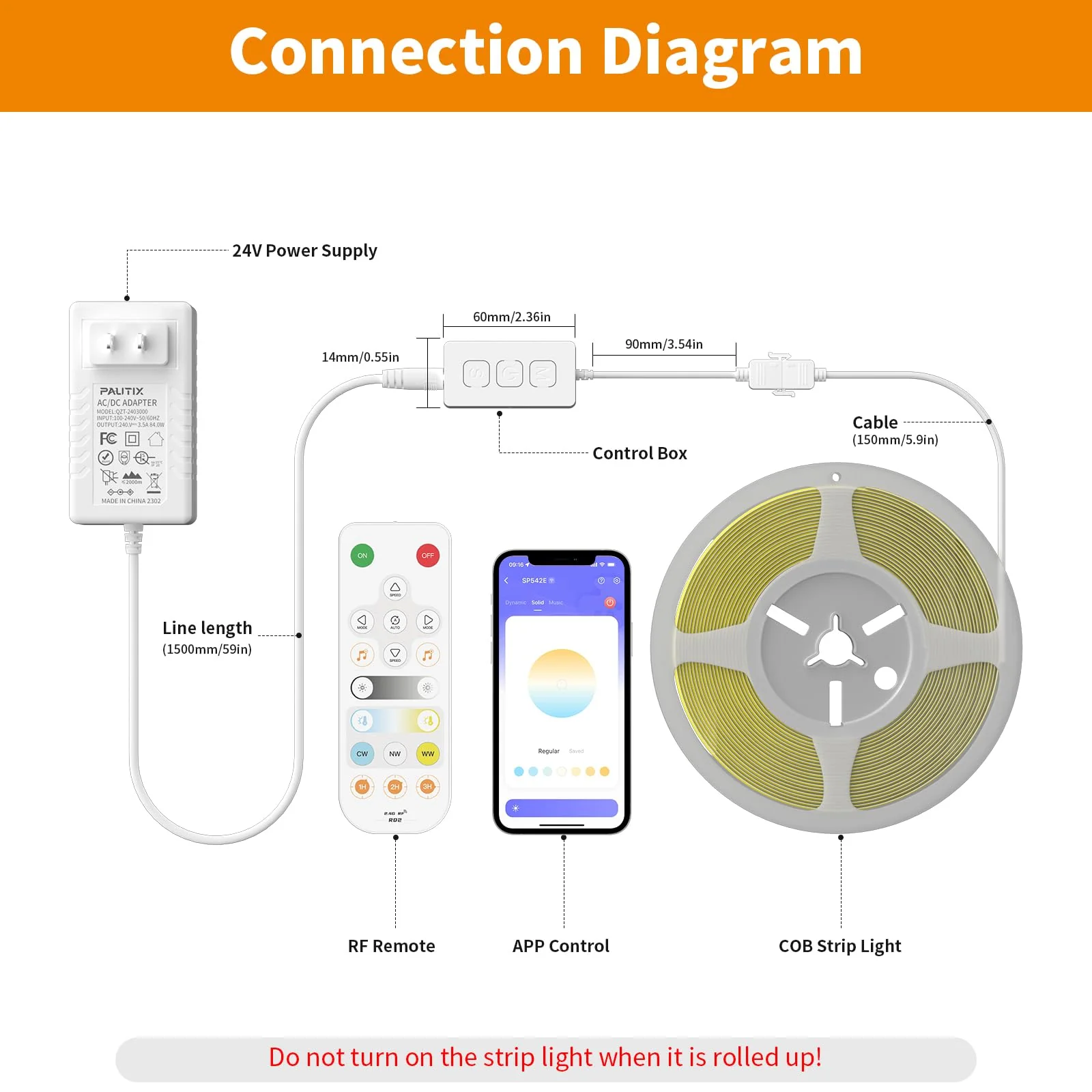 PAUTIX CCT LED Controller Kit SP542E Wi-Fi+Bluetooth,Work with Alexa/Google Assistant,App Control RF Remote Control,CCT LED Dimmer,for CCT LED Strip Light,with Timing Function,Music Mode,Group Control - Image 7