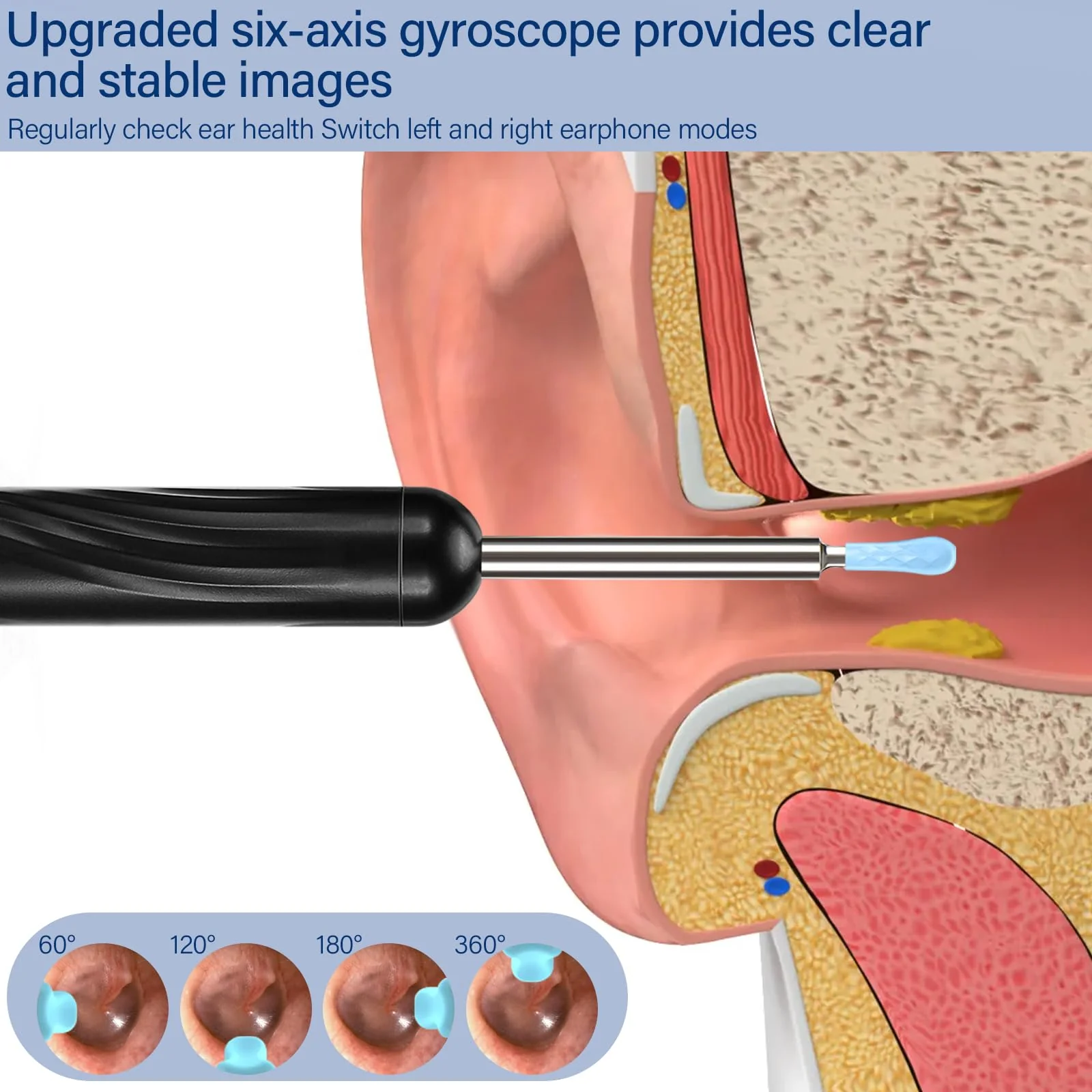 Pavlleen Ear Wax Remover Otoscope, with 6 LEDs and 3.5 mm Lens, IP67 Waterproof Otoscope, 360° Wide Angle Otoscope Camer, WiFi Ear Cleaner, Ear Cleaning for iPhone, iPad and Android Smartphones - Image 2