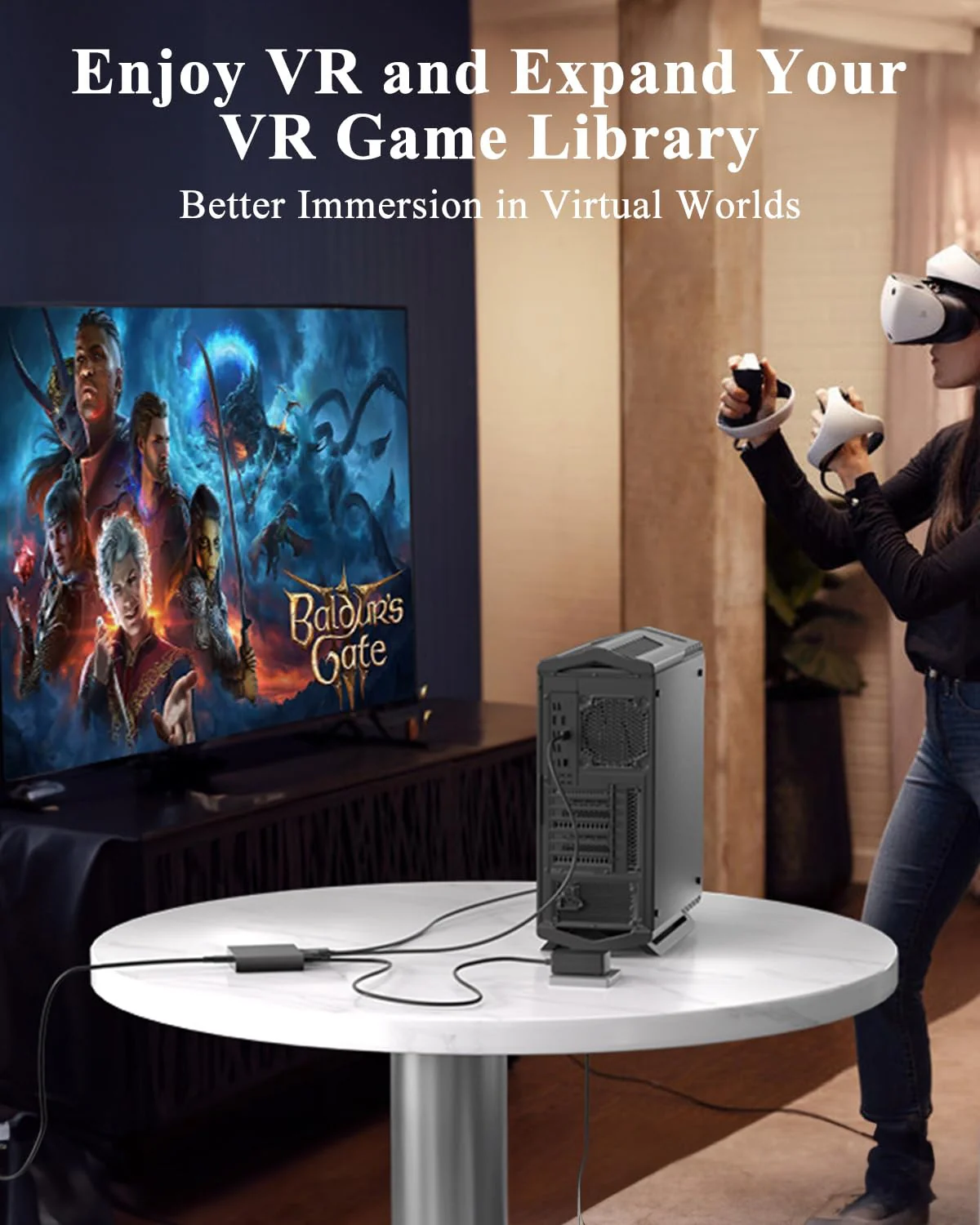 PC Adapter for VR2 Headset, VR2 to PC Converter for SteamVR Gaming on Windows, Stable Signal with Durable Aluminum Alloy Housing - Image 6