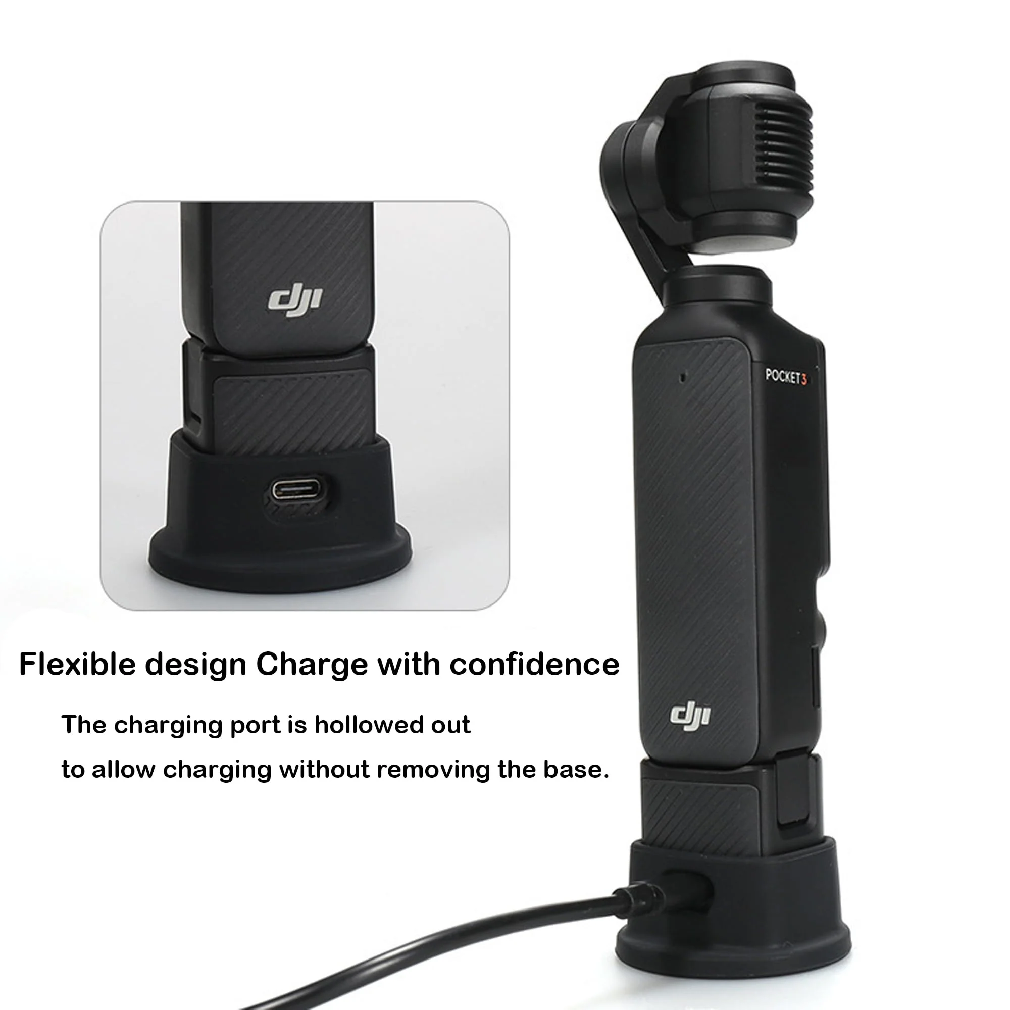PCTC Silicone Non-Slip Desktop Mount for DJI Osmo Pocket 3, Lightweight and Compact, OSMO Pocket 3 Accessories (Silicone Black) Non-Slip Mount-B - Image 3