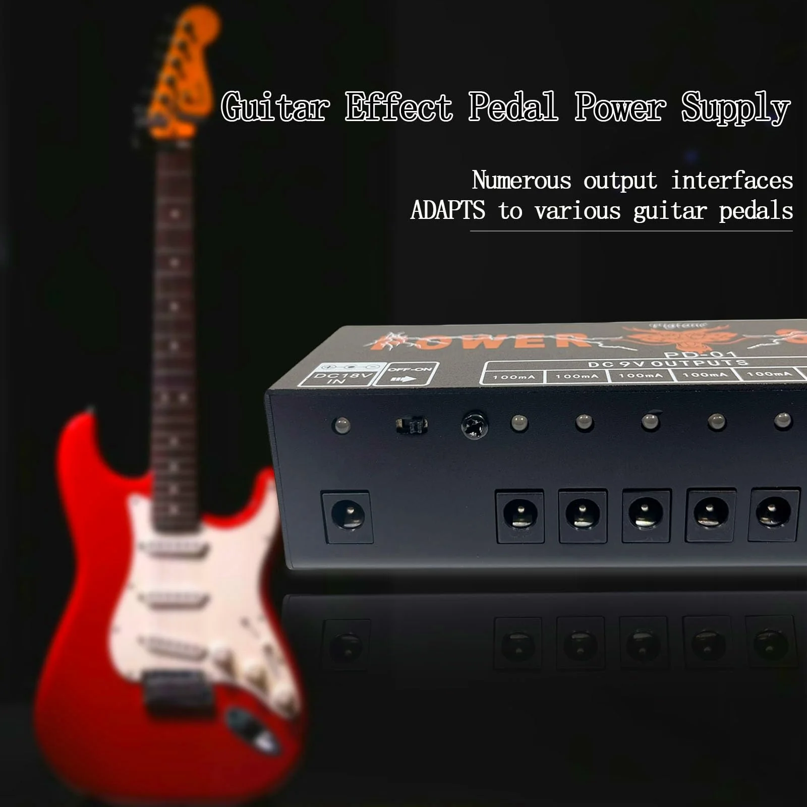 PD-01 Guitar Pedal Power Supply 10 Isolated DC Output for 9V/12V/18V Guitar Effect Pedal - Image 3