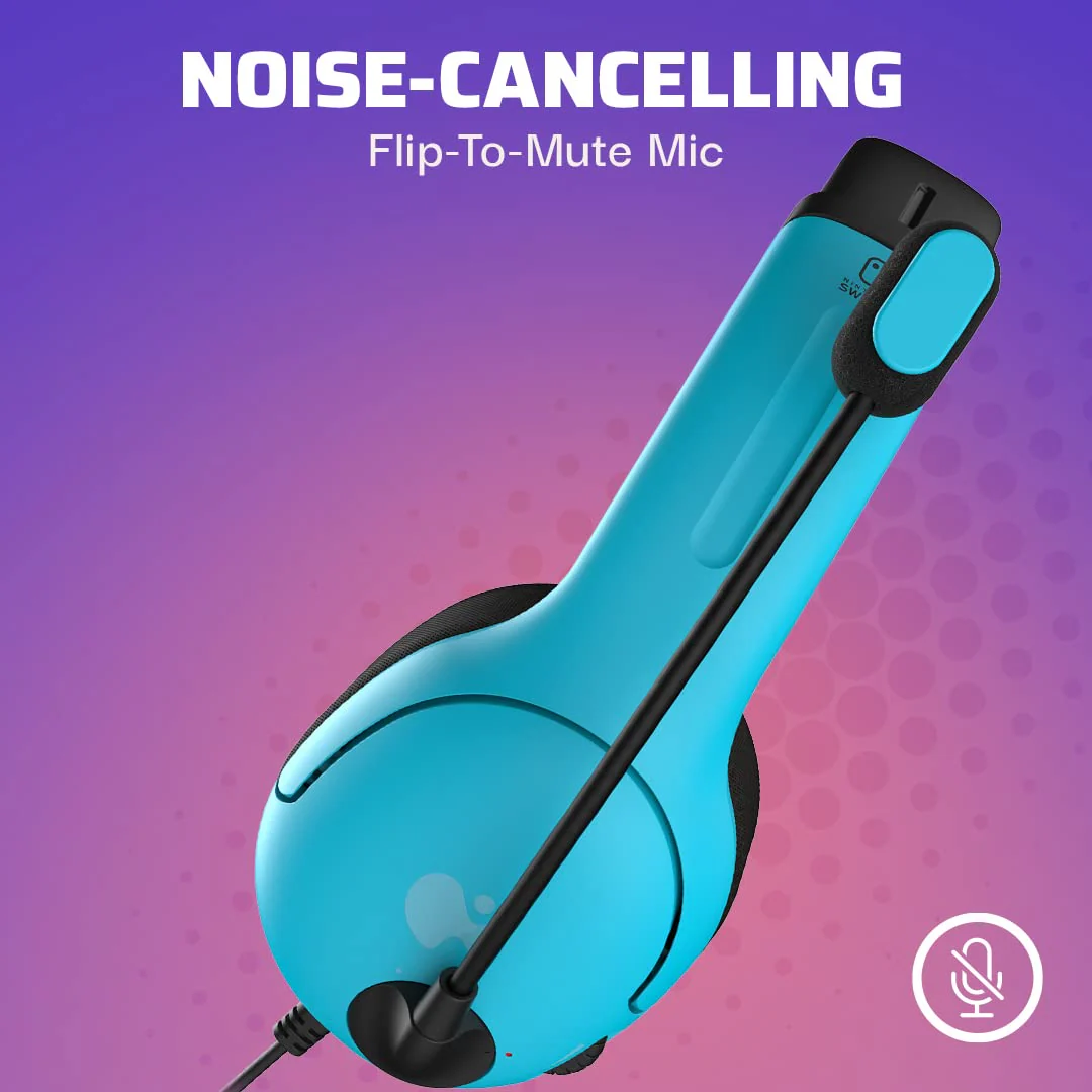 PDP Gaming LVL40 Airlite Stereo Headset for Nintendo Switch/Lite/OLED - Wired Power Noise Cancelling Microphone, Lightweight Soft Comfort On Ear Headphones (Mario Neon - Red & Blue) Blue & Red - Image 3