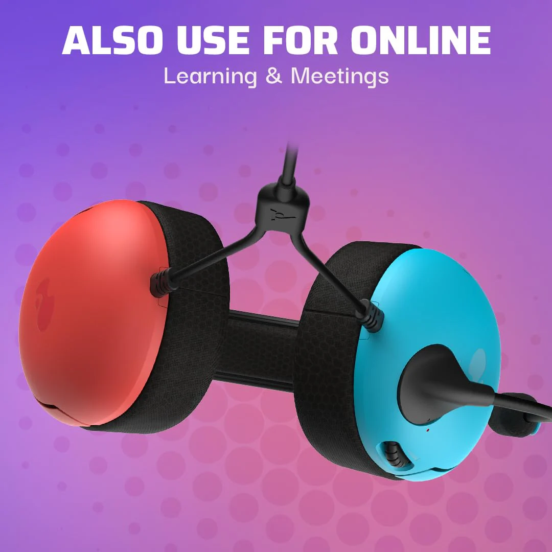 PDP Gaming LVL40 Airlite Stereo Headset for Nintendo Switch/Lite/OLED - Wired Power Noise Cancelling Microphone, Lightweight Soft Comfort On Ear Headphones (Mario Neon - Red & Blue) Blue & Red - Image 6