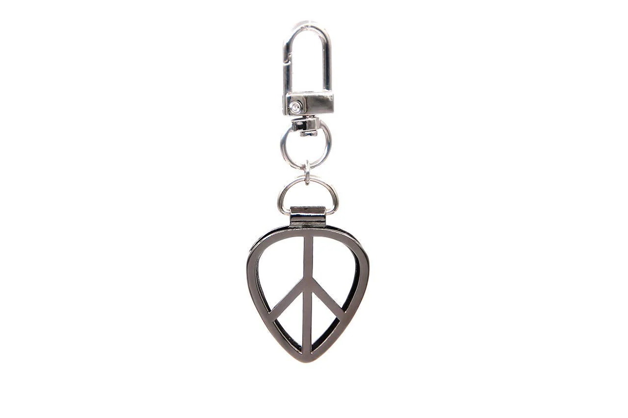 Peace Shaped Guitar Pick Holder Keychain for Guitarists (Metal Black) Metal Black - Image 3