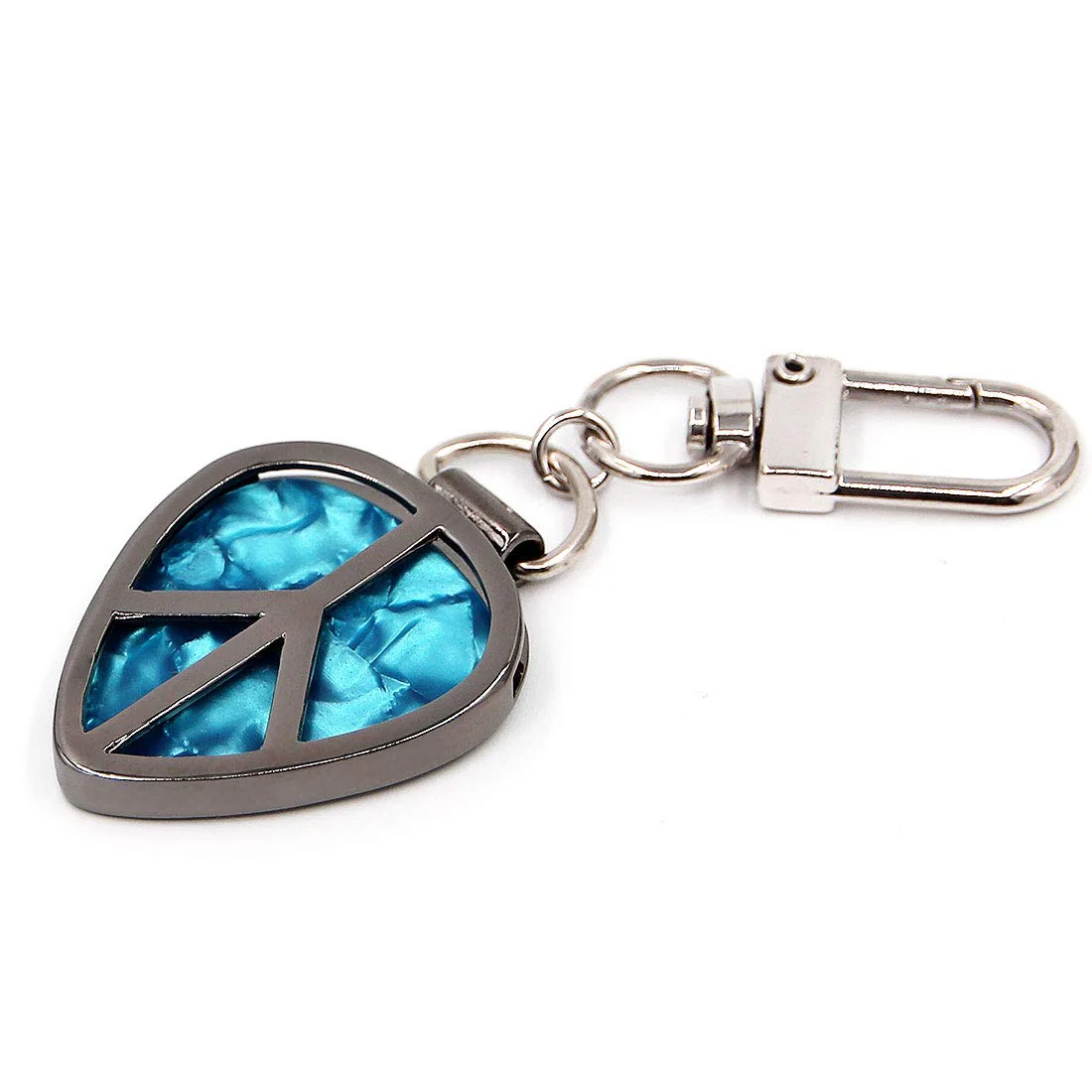 Peace Shaped Guitar Pick Holder Keychain for Guitarists (Metal Black) Metal Black - Image 4