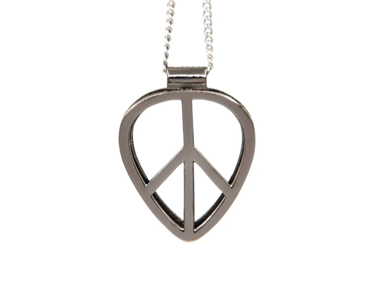 Peace Shaped Guitar Pick Holder Necklace for Guitarists/Guitar Picks Keeper Storage Pendant Necklace Stainless Steel Music Lovers Musicians Gifts Metal Black - Image 3