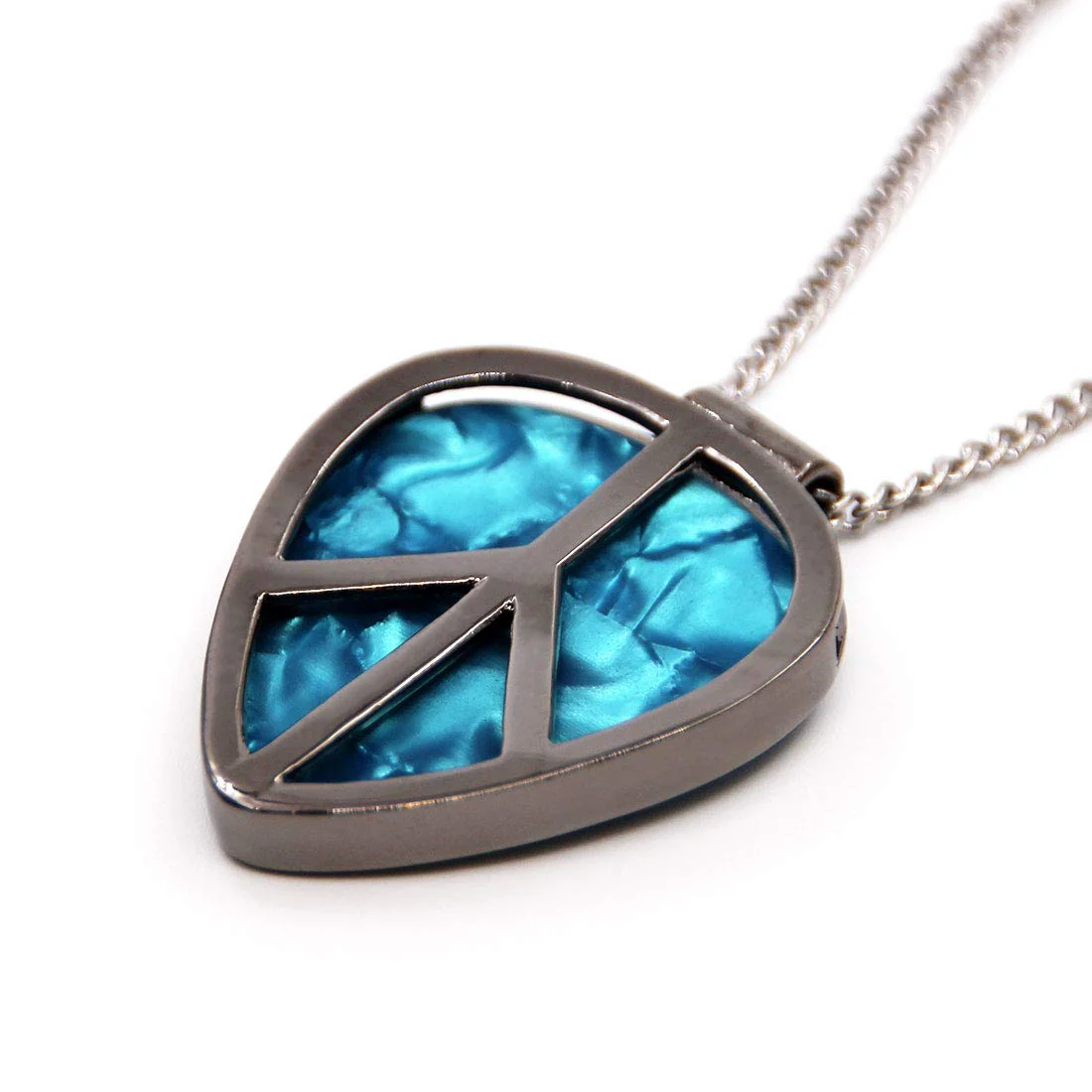 Peace Shaped Guitar Pick Holder Necklace for Guitarists/Guitar Picks Keeper Storage Pendant Necklace Stainless Steel Music Lovers Musicians Gifts Metal Black - Image 4