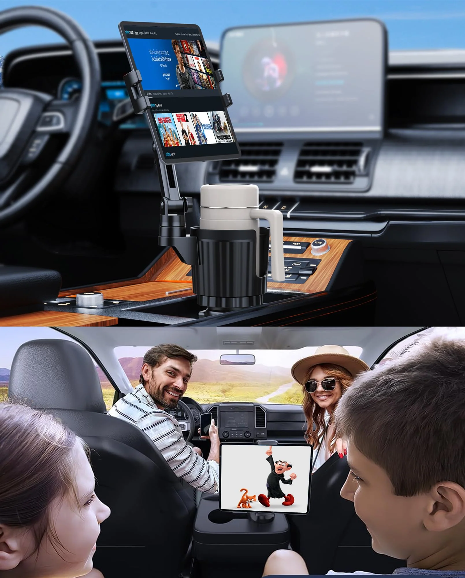 Peastrex Cup Holder Tablet Mount, Ipad Cup Holder Car Mount with Adjustable Arm for Tablet iPhone 3-13in iPad Pro Air Mini, Fire, iPhone 15, Galaxy S24 Z Fold 5 - Image 2