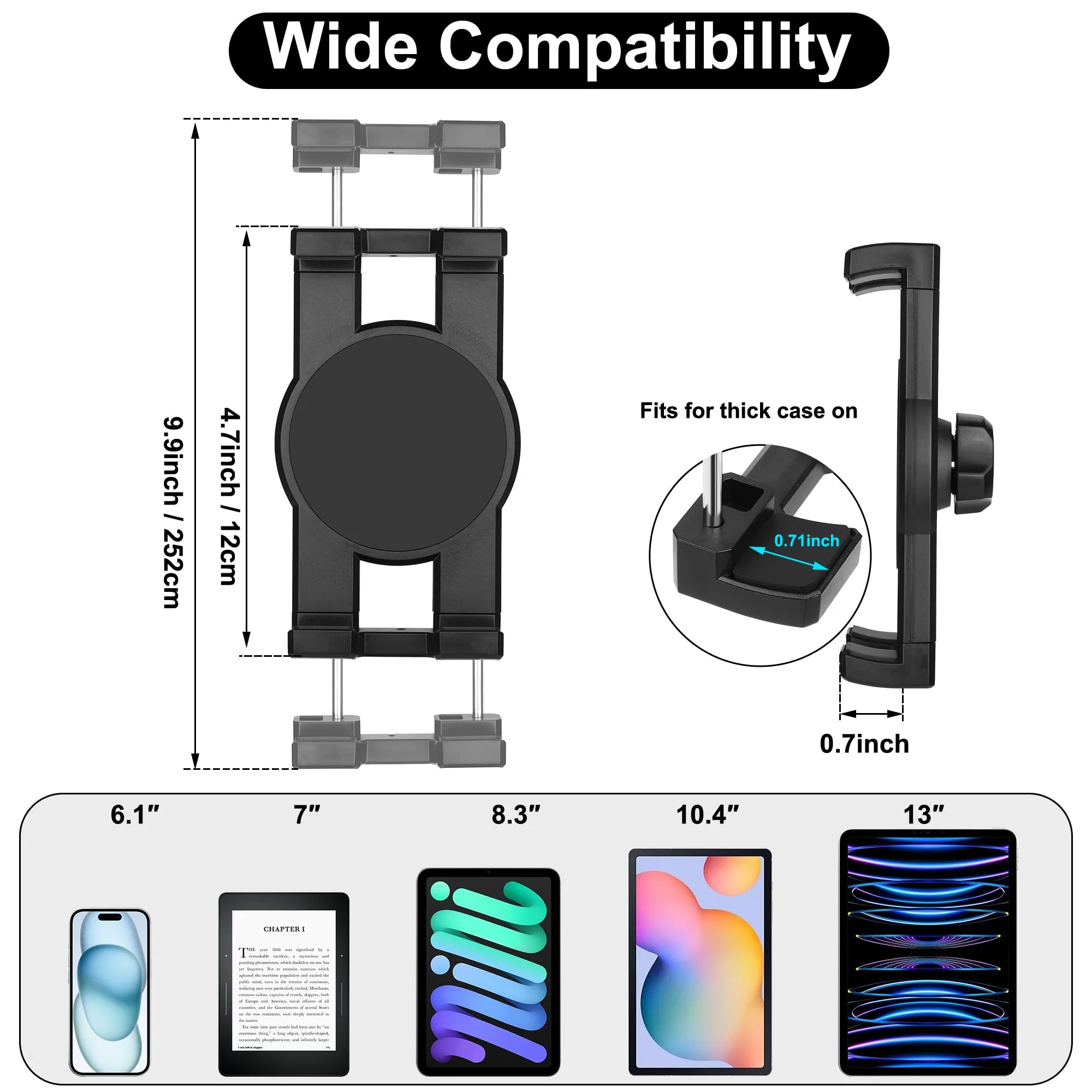 Peastrex Cup Holder Tablet Mount, Ipad Cup Holder Car Mount with Adjustable Arm for Tablet iPhone 3-13in iPad Pro Air Mini, Fire, iPhone 15, Galaxy S24 Z Fold 5 - Image 7