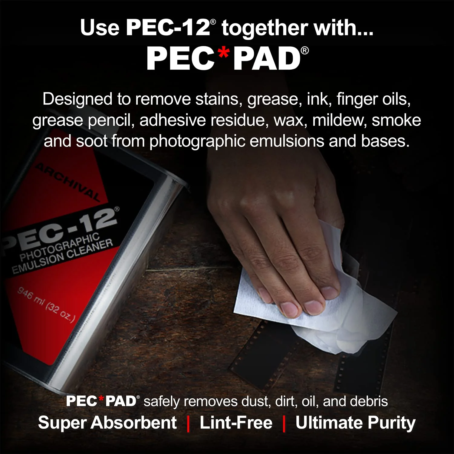 PEC-12 Photographic Emulsion Cleaner - Non-Water Based Stain, Grease, and Ink Remover from Emulsions and Bases for Cleaning Film, Photo Negatives, B&W Slide - with Dropper Tip (2oz) 2 Fl Oz (Pack of 1) - Image 3