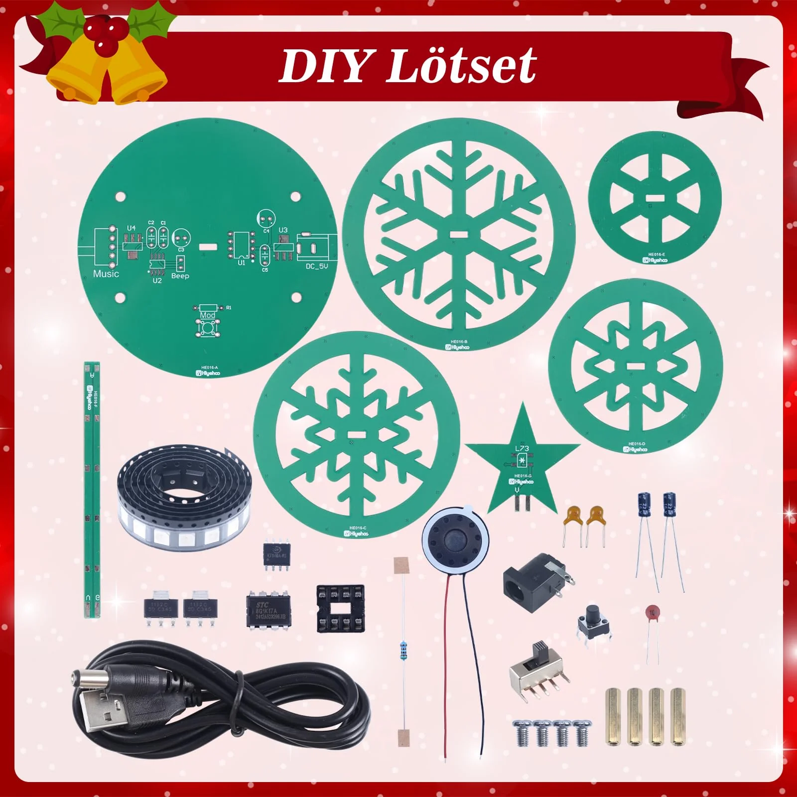 PEMENOL Colourful Soldering Kit Christmas Tree DIY Kit, 7 Light Modes, RGB Flow Lights, SMD Fun Advent Calendar, Electronic Kit, Soldering Practice, Christmas Decoration, Mint Education - Image 5