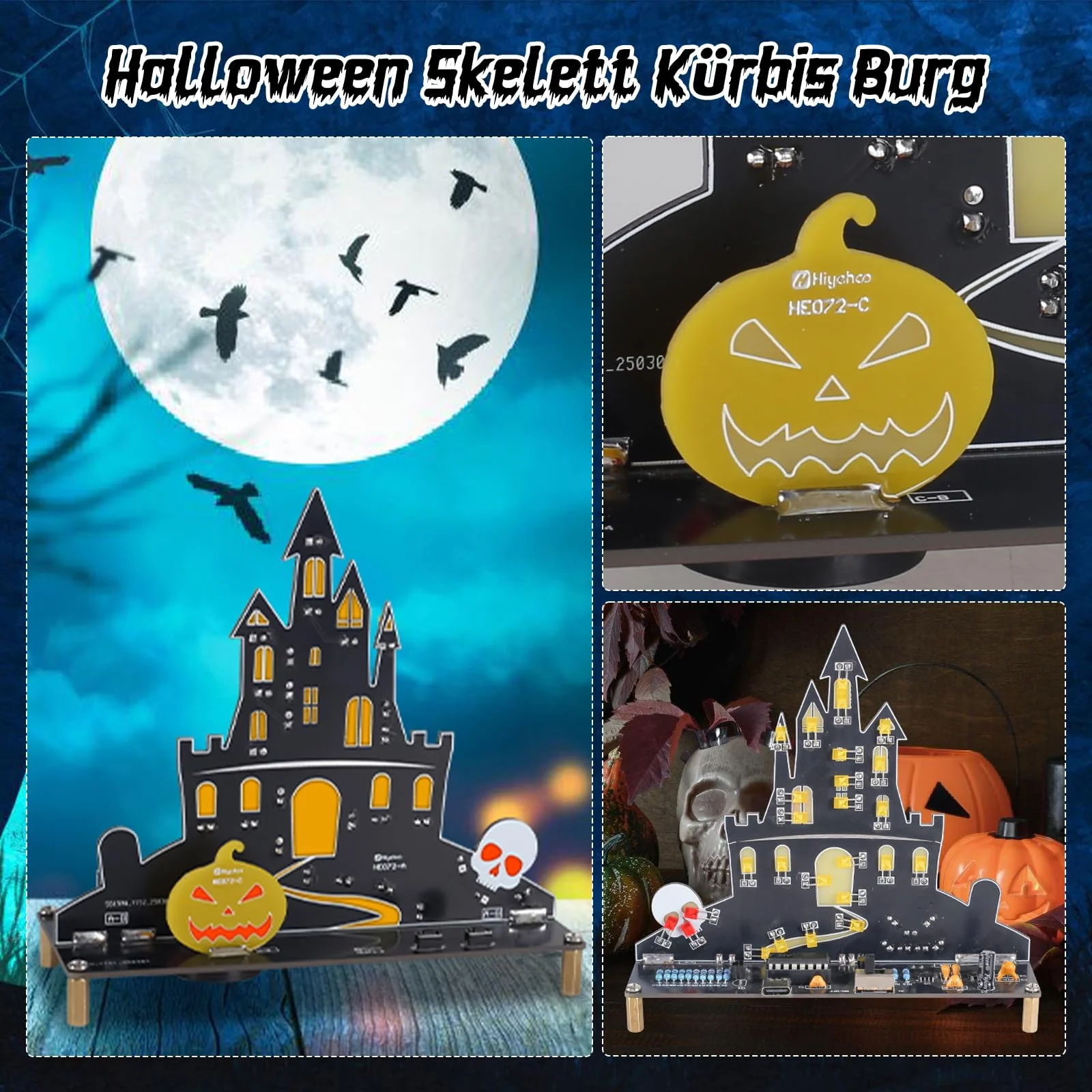 PEMENOL Halloween Burg Löt bausatz Musik Kürbis Skelett Leuchte Elektronik bausatz Atmende LED-Effekte Mit USB-Kabel Halloween Dekoration Party Deko Geschenk - Image 2