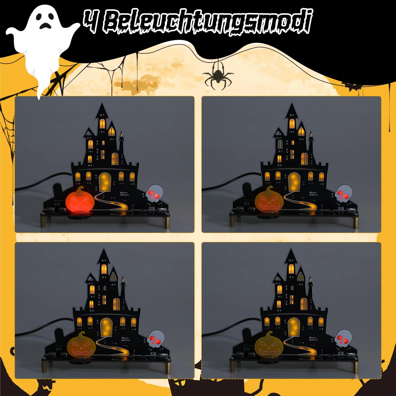 PEMENOL Halloween Burg Löt bausatz Musik Kürbis Skelett Leuchte Elektronik bausatz Atmende LED-Effekte Mit USB-Kabel Halloween Dekoration Party Deko Geschenk - Image 7