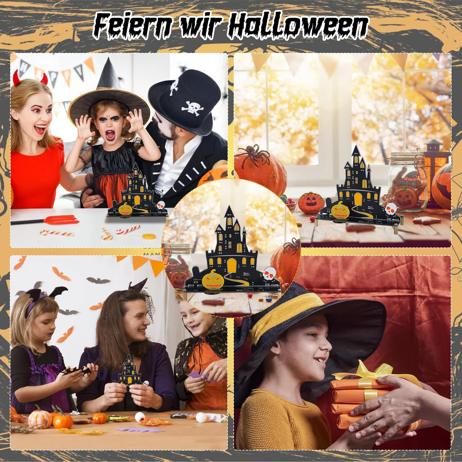 PEMENOL Halloween Burg Löt bausatz Musik Kürbis Skelett Leuchte Elektronik bausatz Atmende LED-Effekte Mit USB-Kabel Halloween Dekoration Party Deko Geschenk - Image 8