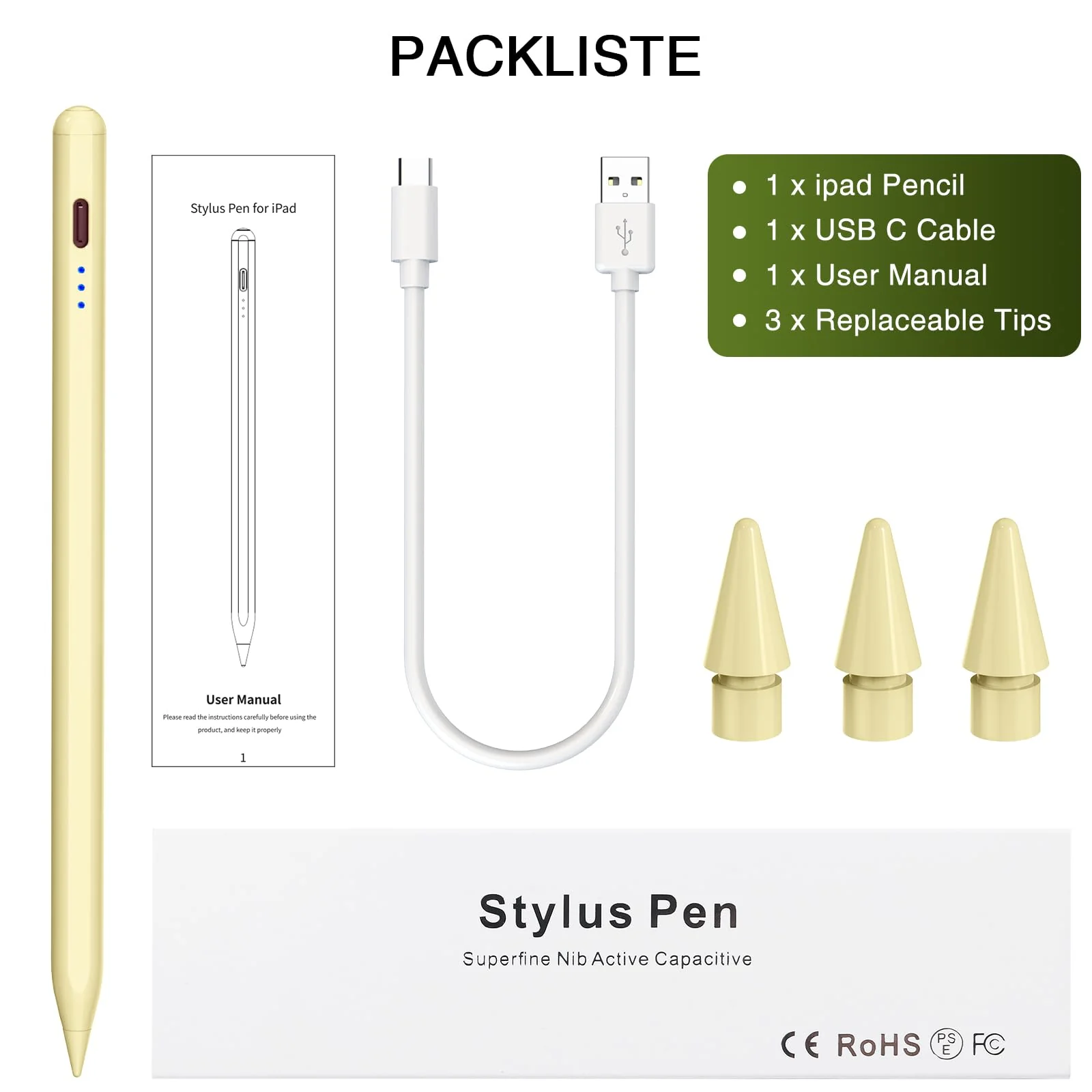 Pen for ipad 2018-2023, HATOKU Quick Charging Pencil 2nd Generation with Tilt & Palm Rejection, Pen for ipad Compatible with ipad Air 3/4/5, ipad Mini 5/6, ipad 6-10 Gen, ipad Pro 11/12.9" (Yellow) Yellow - Image 7
