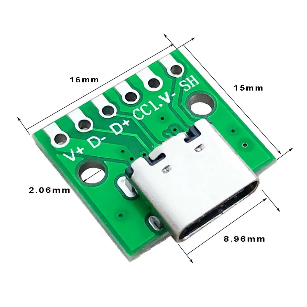 PENGLIN Pack of 10 USB Type C Female to DIP Adapter with Test Board 2.54 mm Pitch, USB 3.1 Type C to 6P DIP Adapter Converter for DIY - Image 3