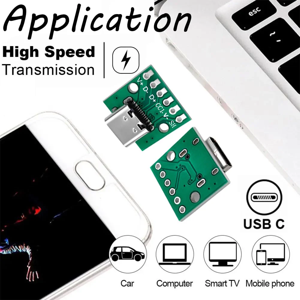 PENGLIN Pack of 10 USB Type C Female to DIP Adapter with Test Board 2.54 mm Pitch, USB 3.1 Type C to 6P DIP Adapter Converter for DIY - Image 7