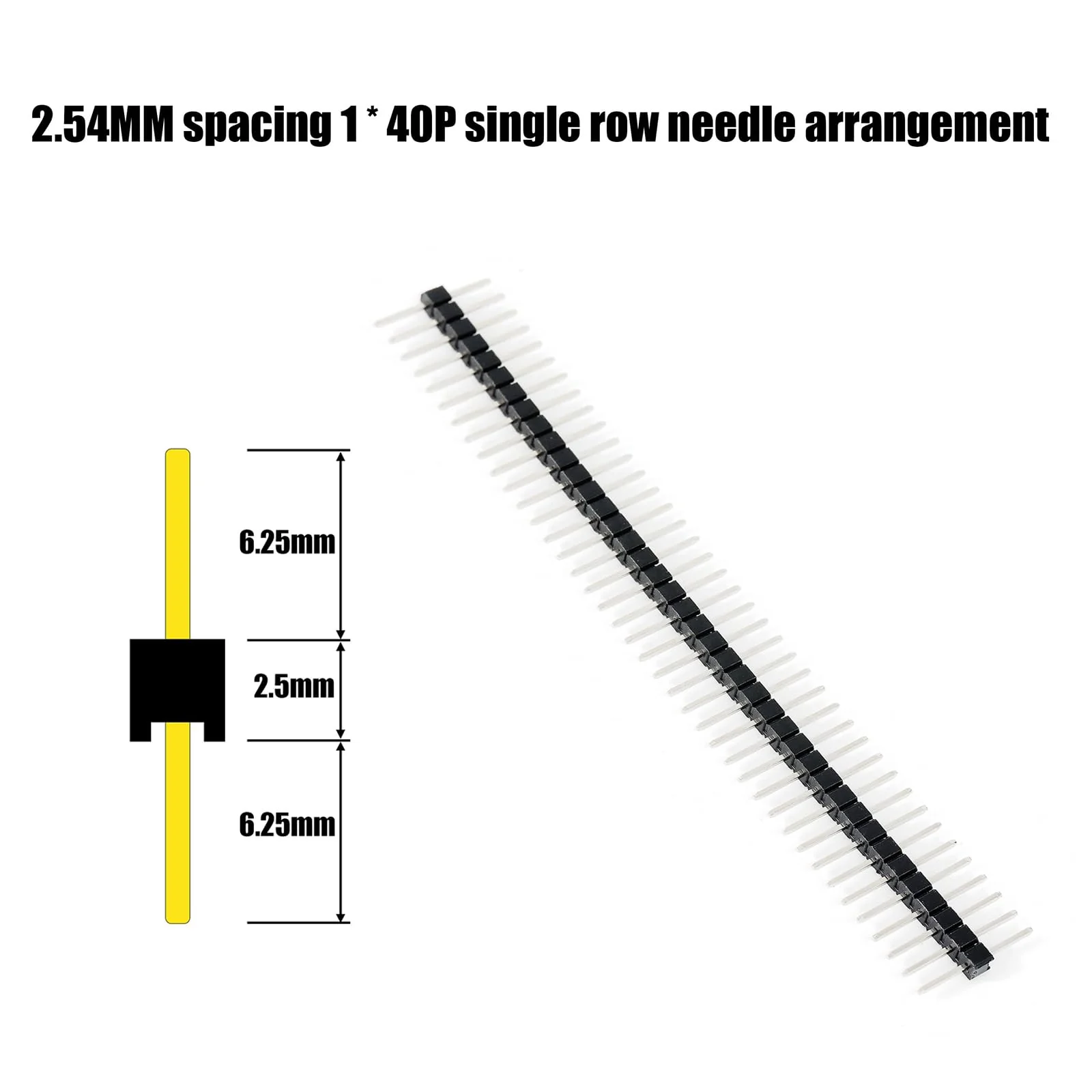 PENGLIN Pack of 20 Long Pins 40 Pin Breakaway Headers 2.54 mm Pitch Same Length Long Centred 6.25 mm on Both Sides 15 mm Total - Image 3