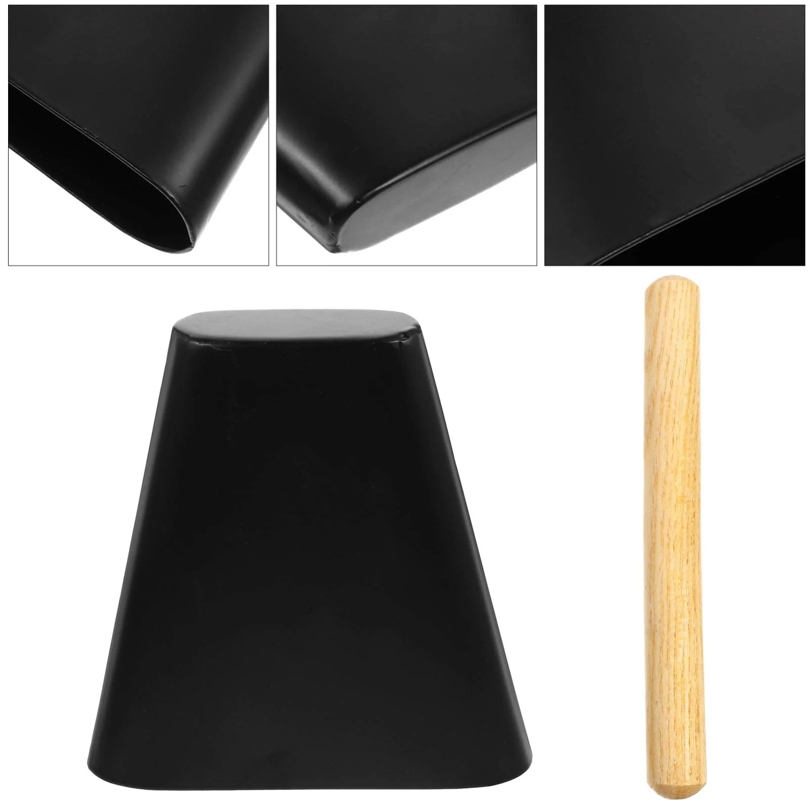 Percussion Instrument Cow Bell Noise Maker with Wooden Stick Metal Cowbell 6 Inch Wood Beater Stick for Percussion Drum Set Football Games Sporting Celebrating Events Wooden Stick - Image 2
