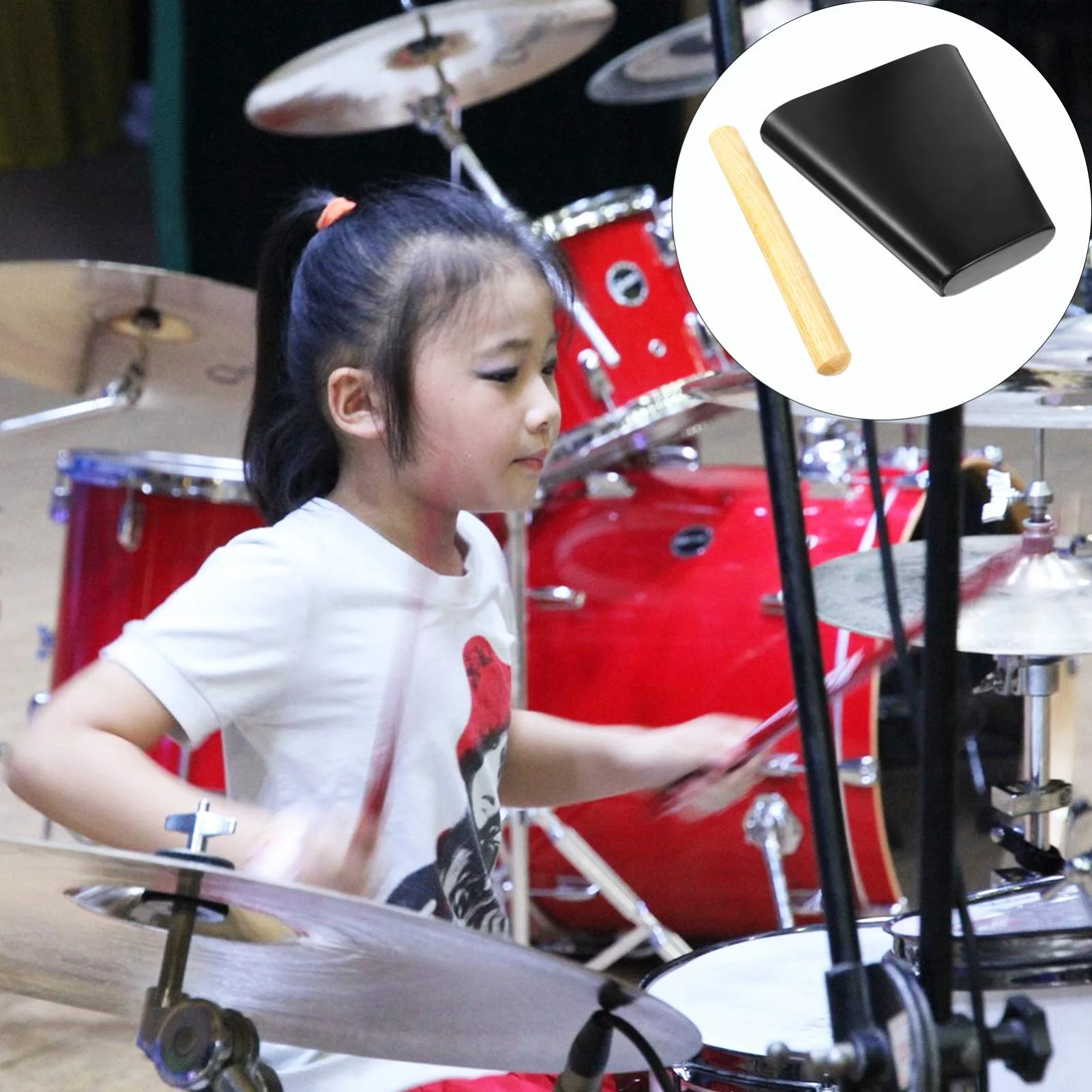 Percussion Instrument Cow Bell Noise Maker with Wooden Stick Metal Cowbell 6 Inch Wood Beater Stick for Percussion Drum Set Football Games Sporting Celebrating Events Wooden Stick - Image 3