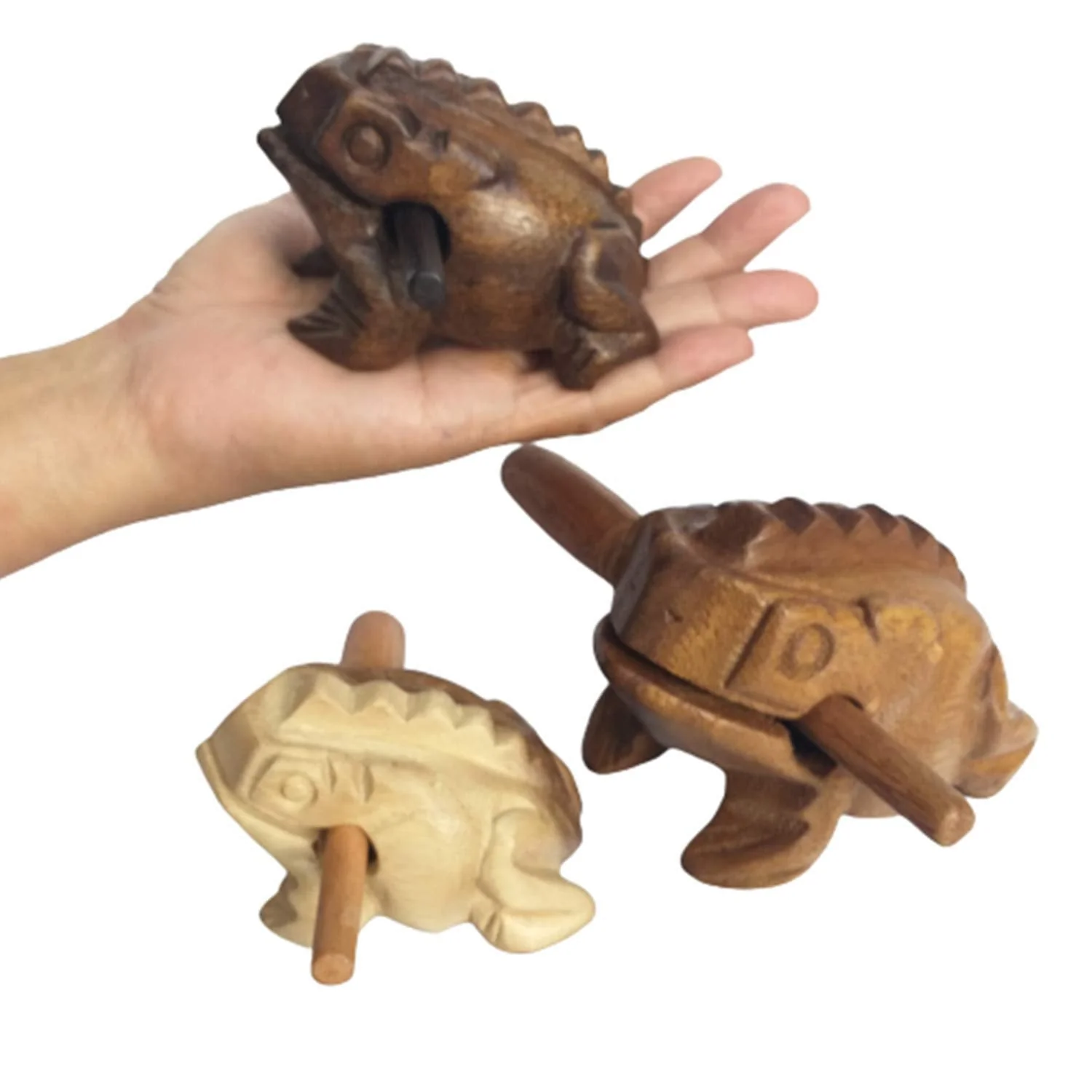 Percussion Instruments Wooden Frog Medium Size 4.8 Inch, 4 Inch and 3 Inch Family Wood Frog Guiro Rasp Musical Instrument Tone Block Musical Instrument Home Office Decoration - Image 9