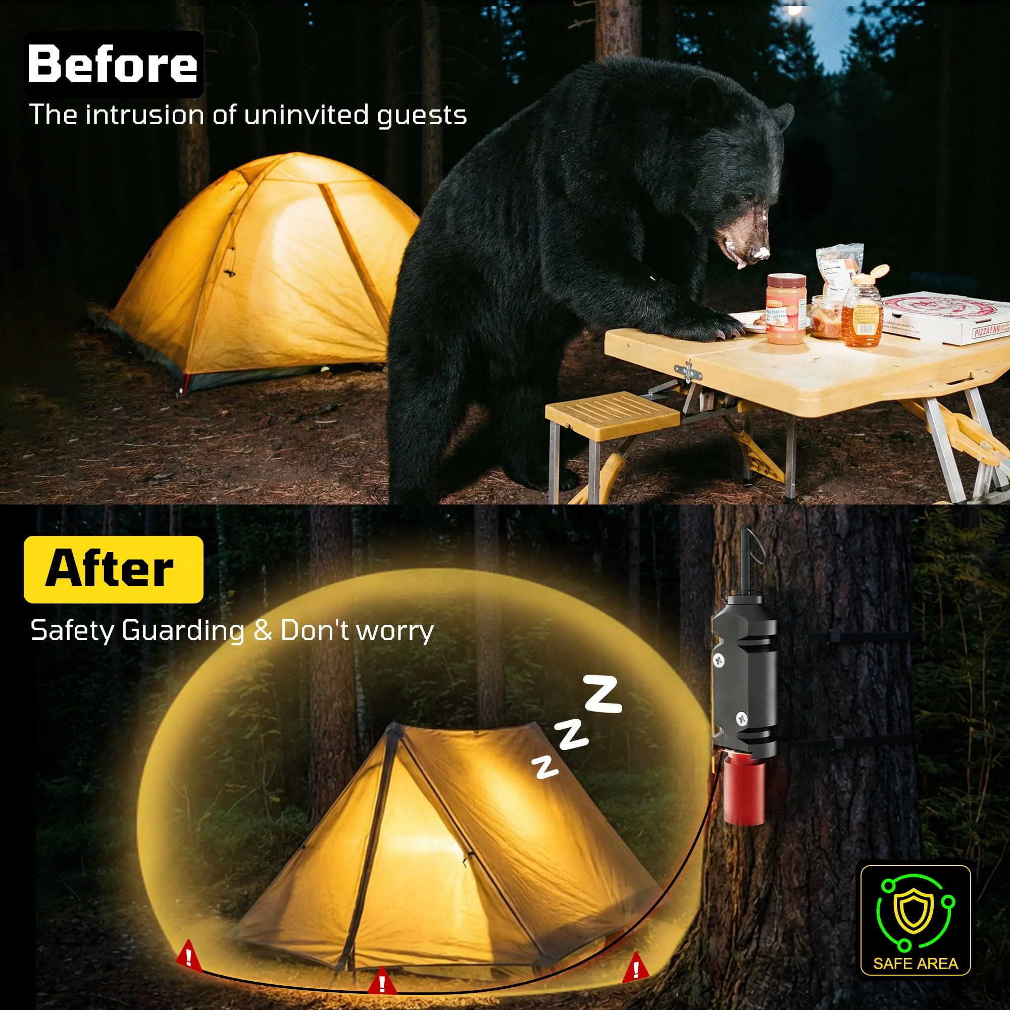 Perimeter Trip Alarm, 12 Gauge Trip Alarm, Camping Trip Wire Alarm Device with Screw and Extension Chains, Early Warning System for Camping and Outdoor Safety/ Bear Deterrent(Suitable Multiple Models) 2 Pack - Image 3