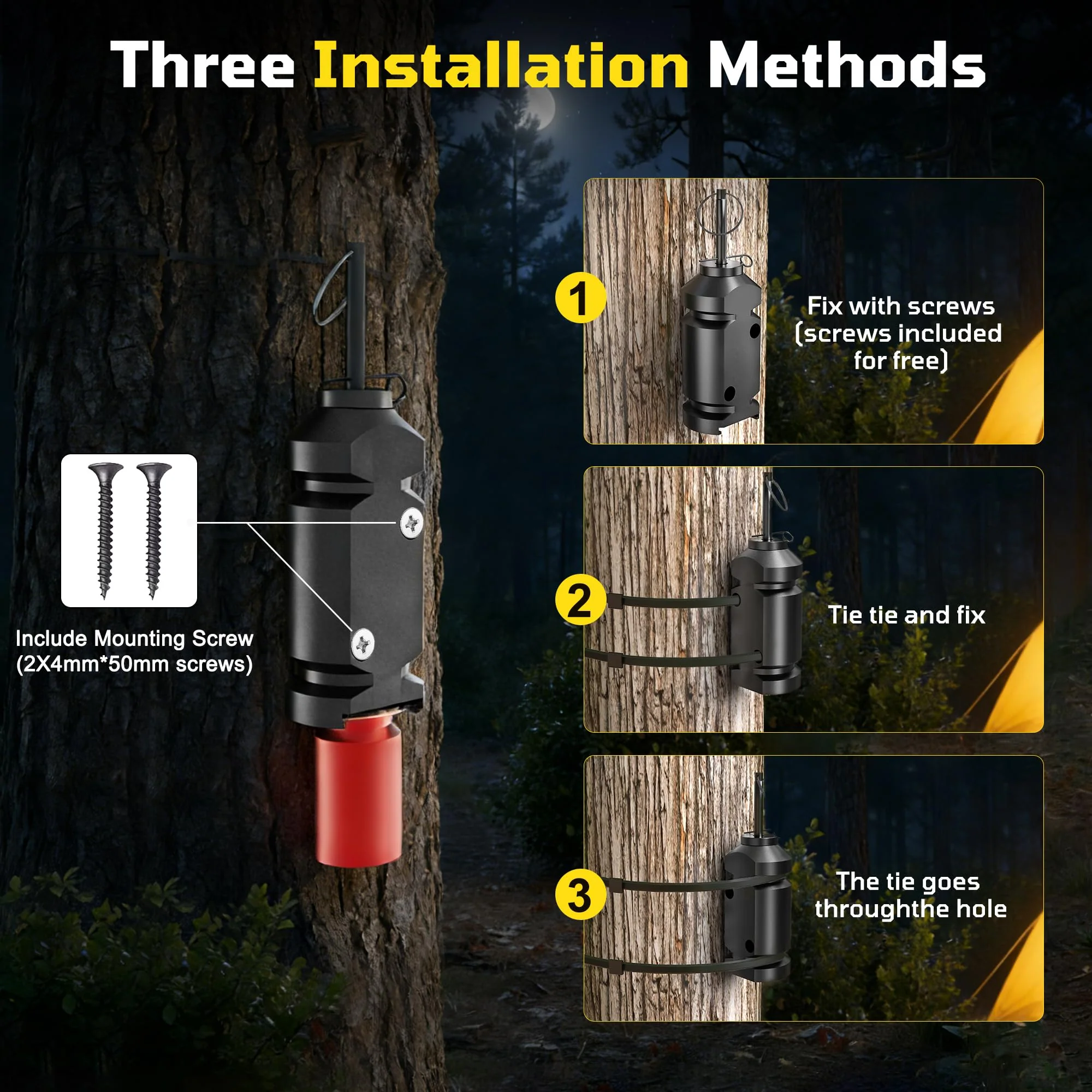 Perimeter Trip Alarm, 12 Gauge Trip Alarm, Camping Trip Wire Alarm Device with Screw and Extension Chains, Early Warning System for Camping and Outdoor Safety/ Bear Deterrent(Suitable Multiple Models) 2 Pack - Image 5