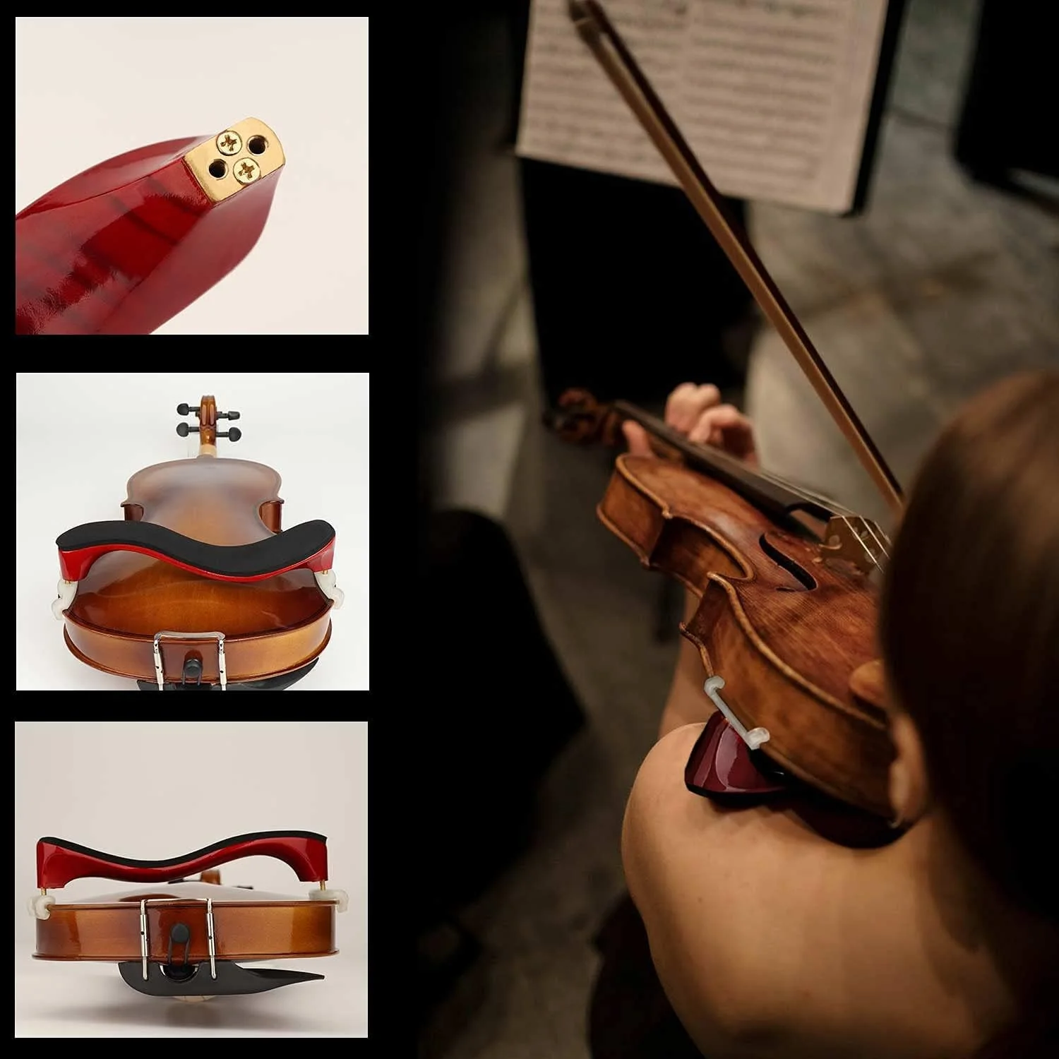 PERLMAN Violin Shoulder Rest for 3/4 Size 4/4 Size, Adjustable Shoulder Rest for Violin, with Height Adjustable Feet Comfortable Foam Pad for Kids Adults - Image 2