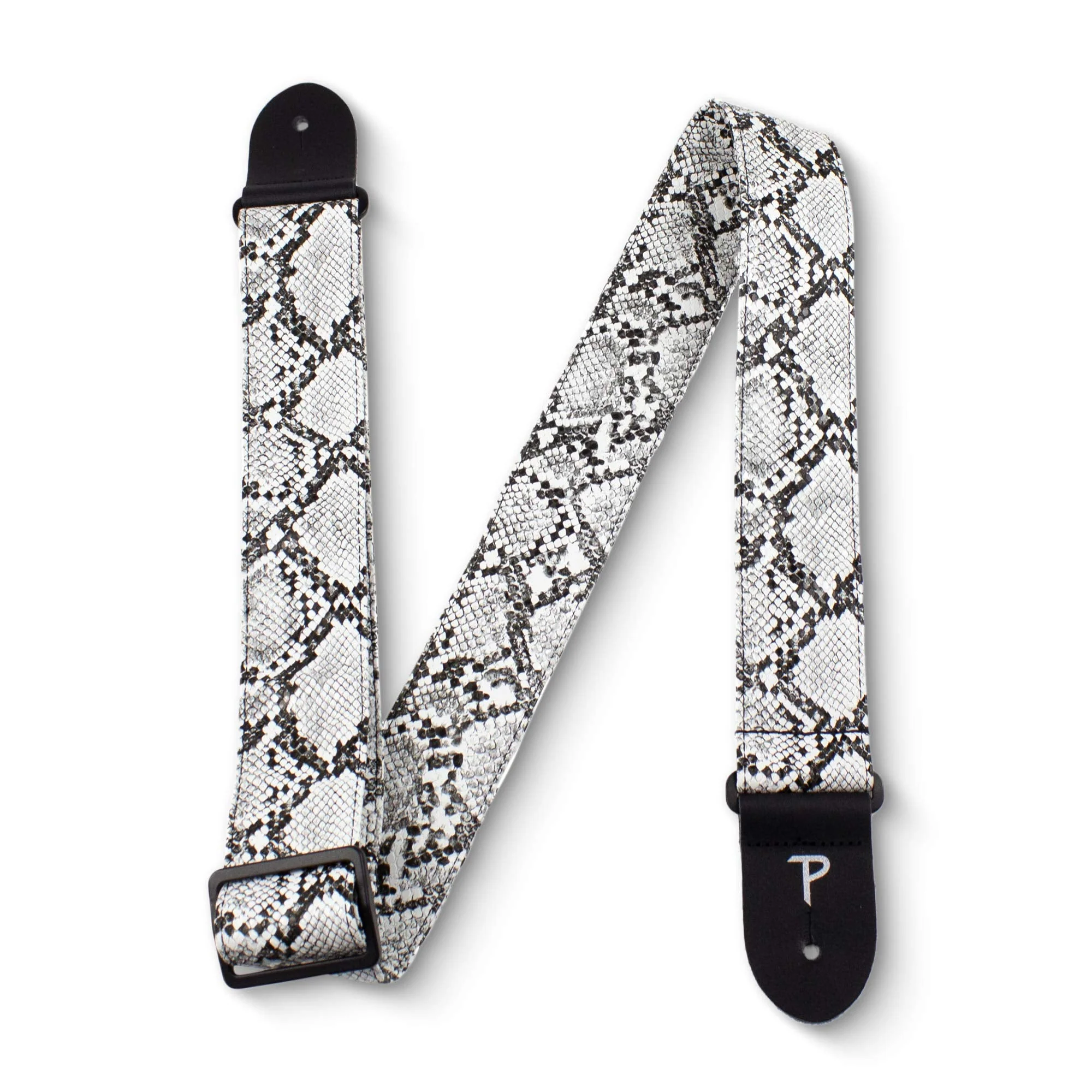 Perri’s Leathers Faux Snake Skin Guitar Straps, 39" - 58", White, Jacquard Patterned, Adjustable Length, Leather Ends, Non-Slip & Durable, Electric, Bass, Acoustic Guitar Strap 39" to 58" - Image 2