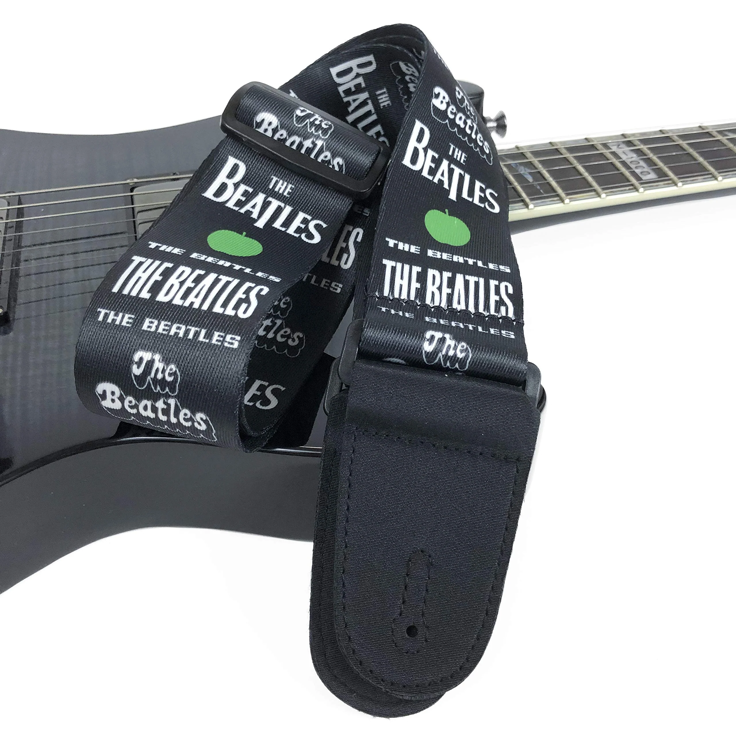 Perri's Leathers, 39"-58"- Black, The Beatles Officially Licensed Guitar Strap, Boutique & Fits Fender Electric, Custom, Adjustable, Durable Design, Acoustic & Bass Guitar Straps for Electric, Leather Green Apples - Image 3