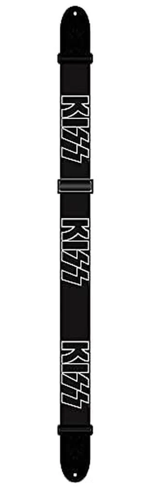 Perri's Leathers KISS Collection - Cotton Guitar Strap & Celluloid Picks - Official Logo Themed - Black Strap Kiss Strap Logo - Image 3