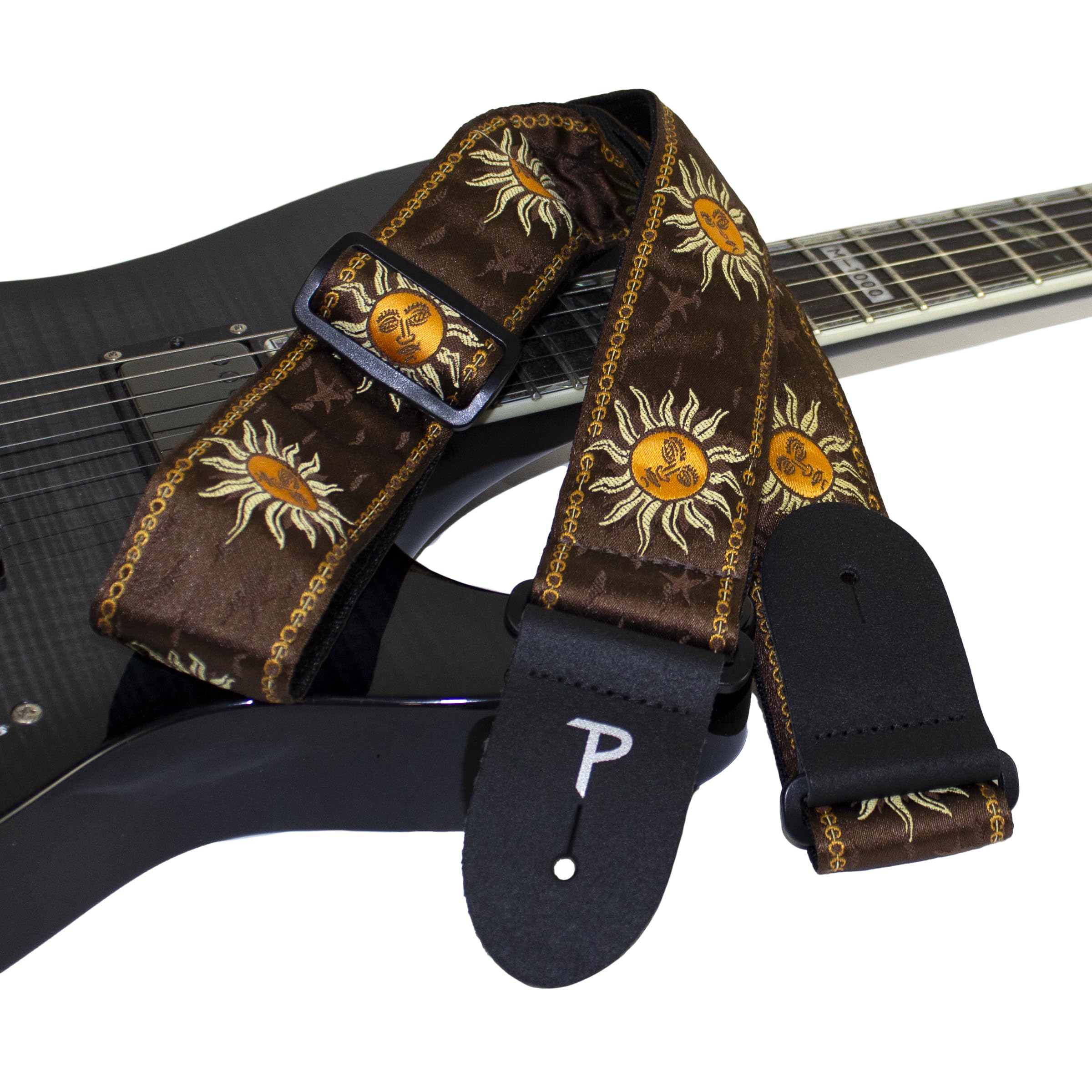 Perri's Leathers Ltd. Adjustable Leather Guitar Straps - Stylish, Comfortable Straps for Electric, Acoustic, and Bass Guitars Brown Sun - Image 2