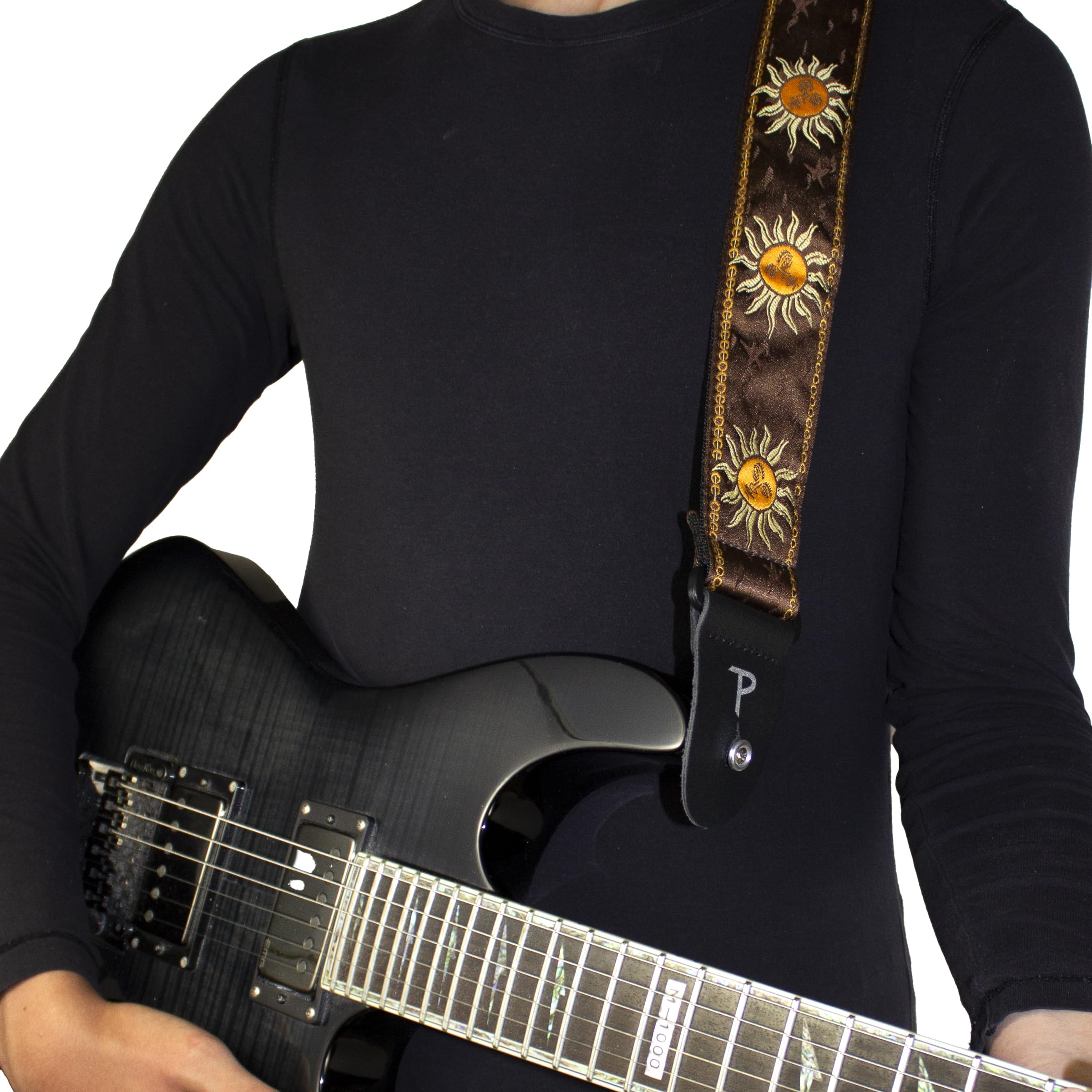 Perri's Leathers Ltd. Adjustable Leather Guitar Straps - Stylish, Comfortable Straps for Electric, Acoustic, and Bass Guitars Brown Sun - Image 3