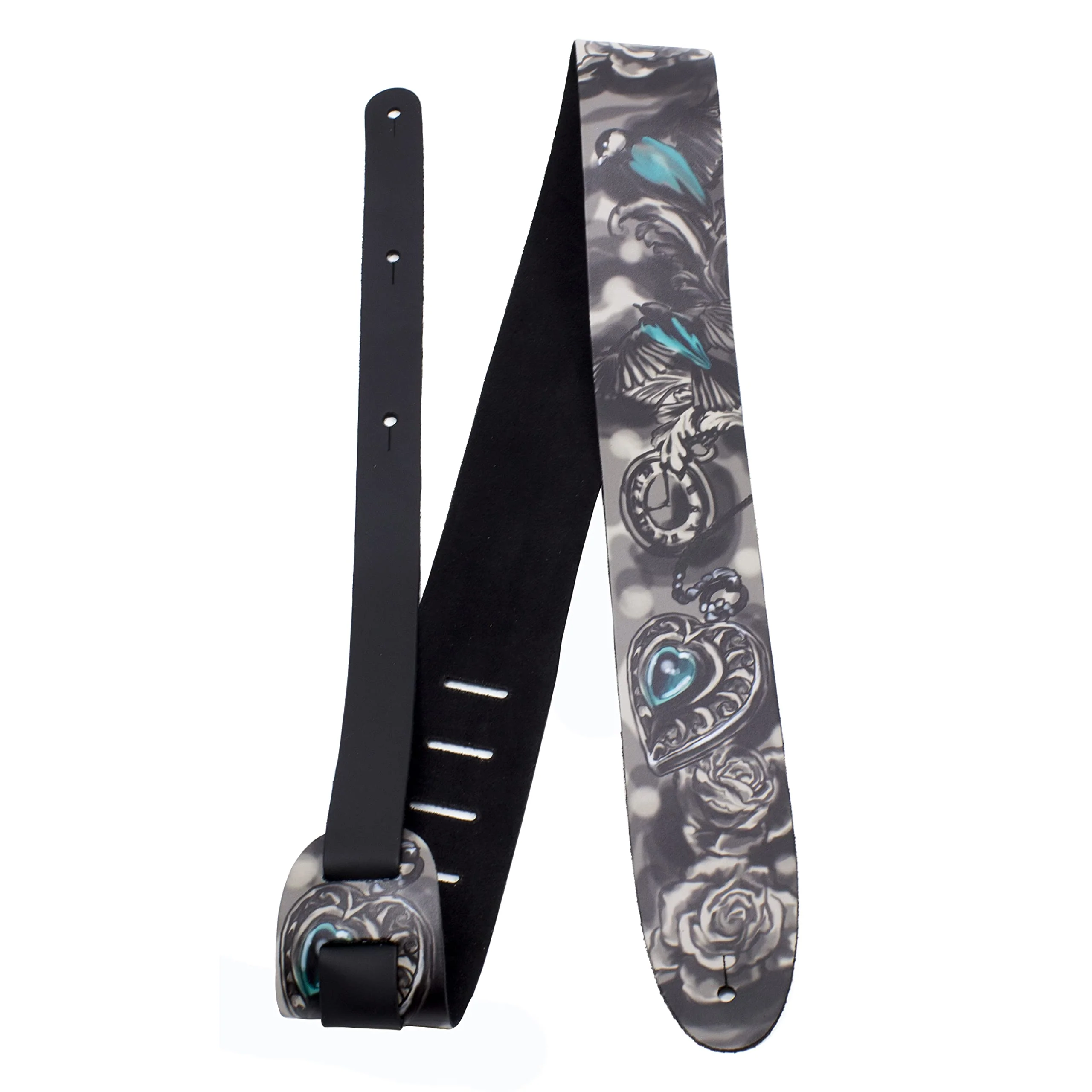Perris Leathers Ltd. - Guitar Strap - Suede - Adjustable - for Acoustic/Bass/Electric Guitar - Made in Canada Green Lock Heart - Image 7