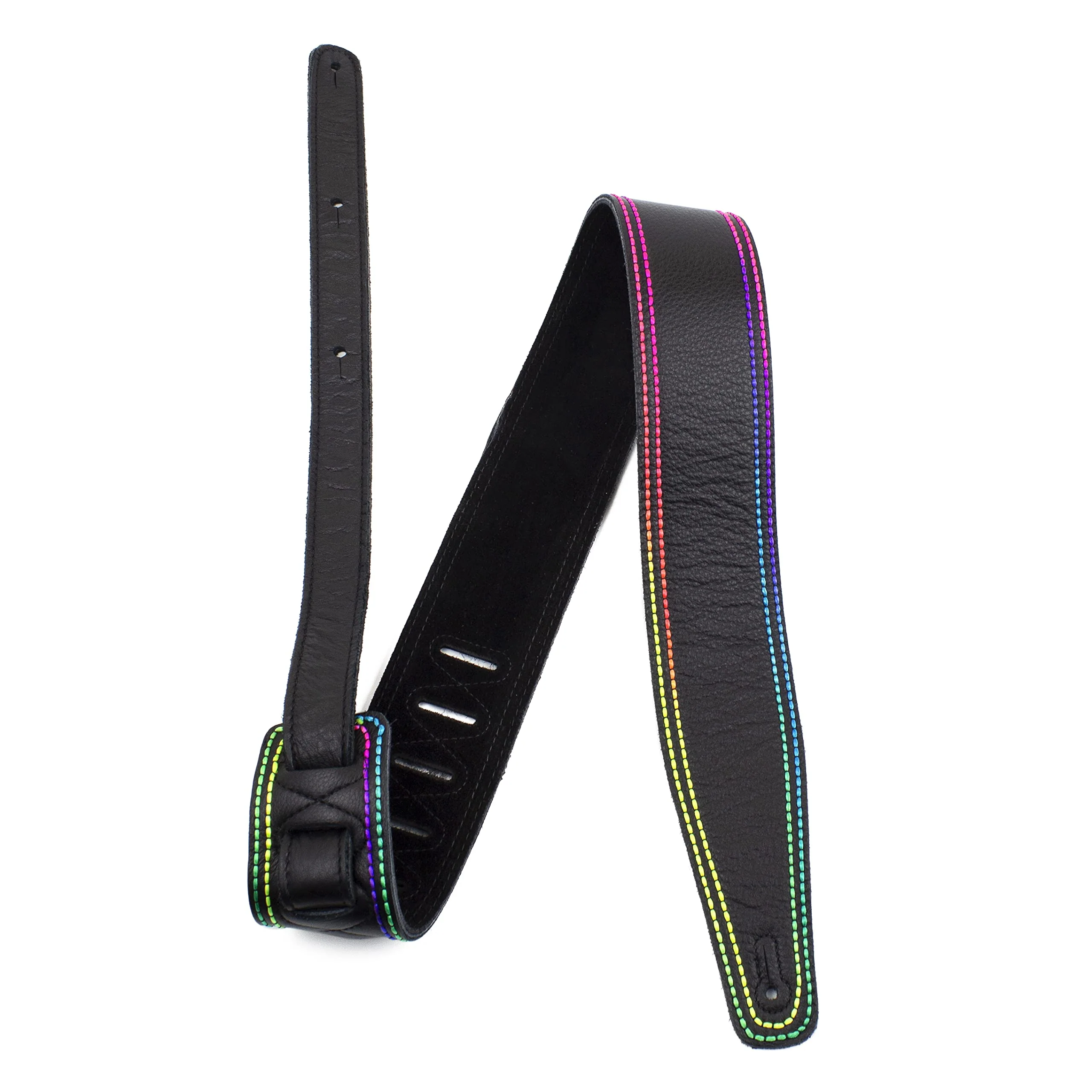 Perri's Leathers Ltd. - Multicolor Thread Guitar Strap - Adjustable Strap from 44.5" - 53" for Electric, Bass, Acoustic Guitars - Black (BM25RTD-7513) 53" - Image 3