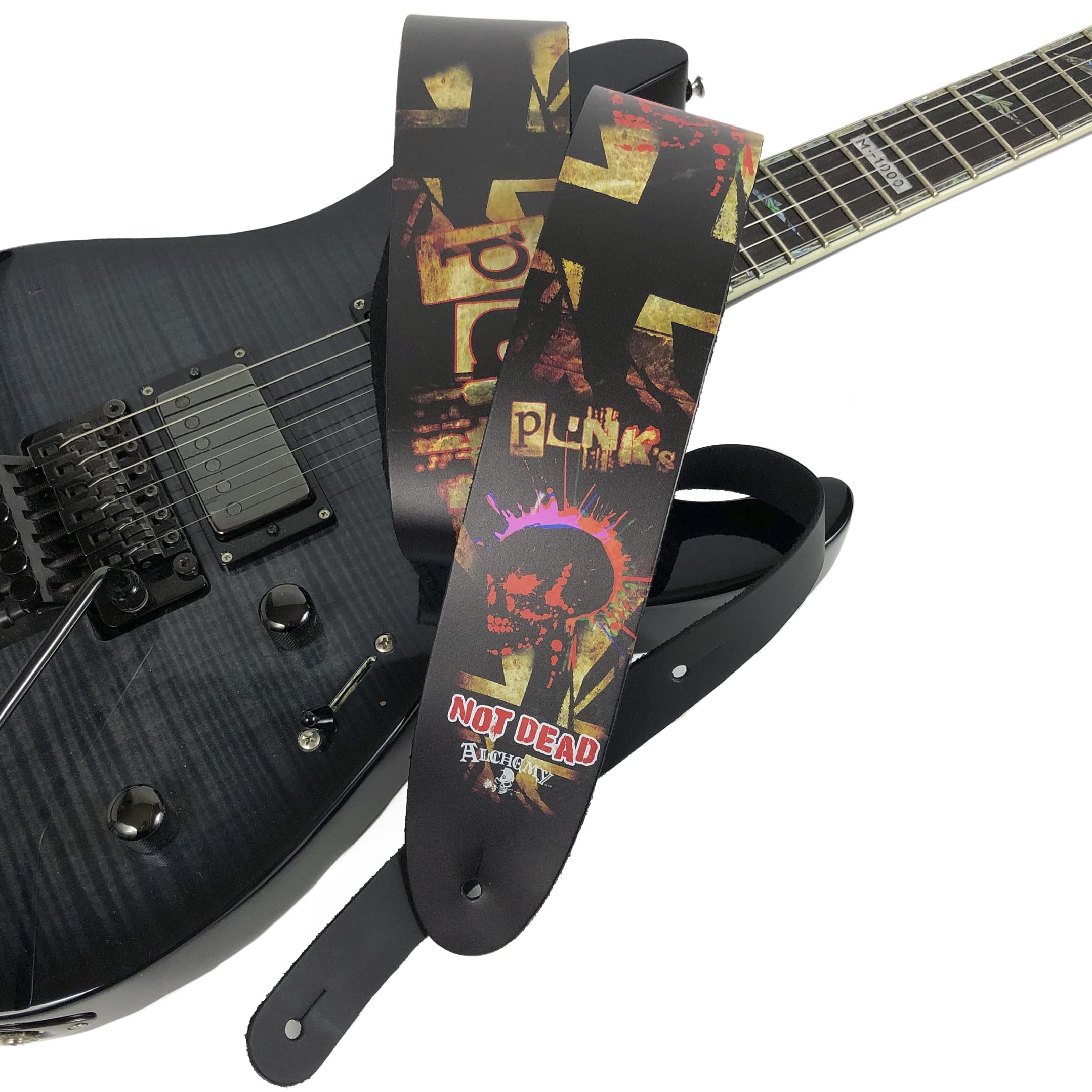 Perri's Leathers, Official Alchemy Punks Not Dead Licenced Leather Guitar Strap, Direct to Leather Series, Anti-Slip, Adjustable from 42.5" to 56" Inch, Compatible w/All Button Lock Systems - Image 4