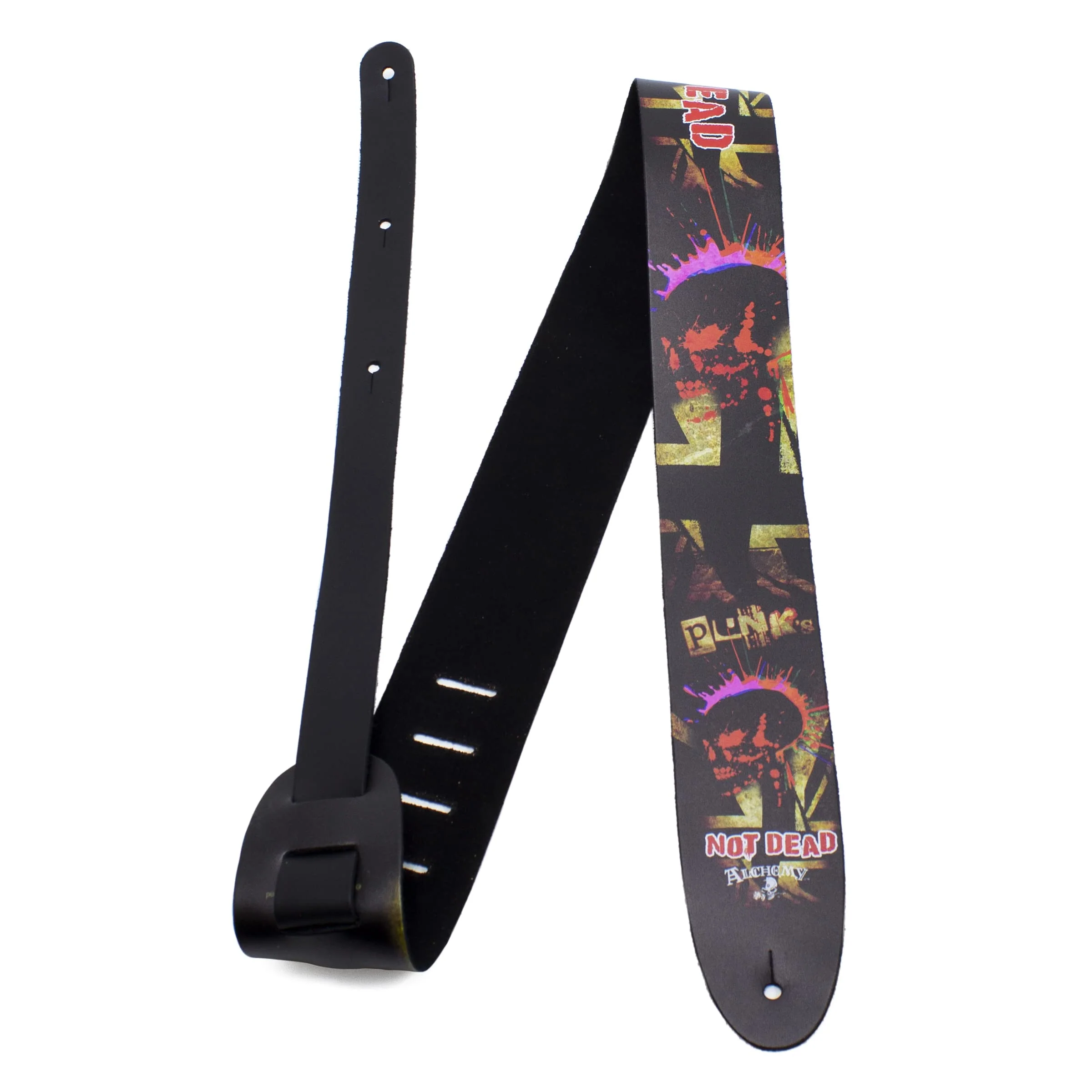 Perri's Leathers, Official Alchemy Punks Not Dead Licenced Leather Guitar Strap, Direct to Leather Series, Anti-Slip, Adjustable from 42.5" to 56" Inch, Compatible w/All Button Lock Systems - Image 5