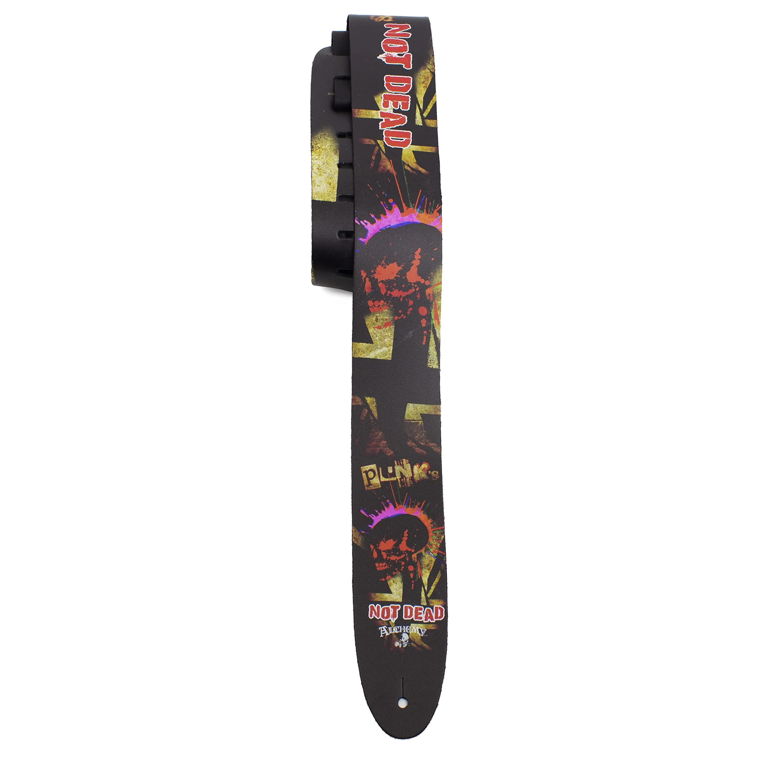 Perri's Leathers, Official Alchemy Punks Not Dead Licenced Leather Guitar Strap, Direct to Leather Series, Anti-Slip, Adjustable from 42.5" to 56" Inch, Compatible w/All Button Lock Systems - Image 7